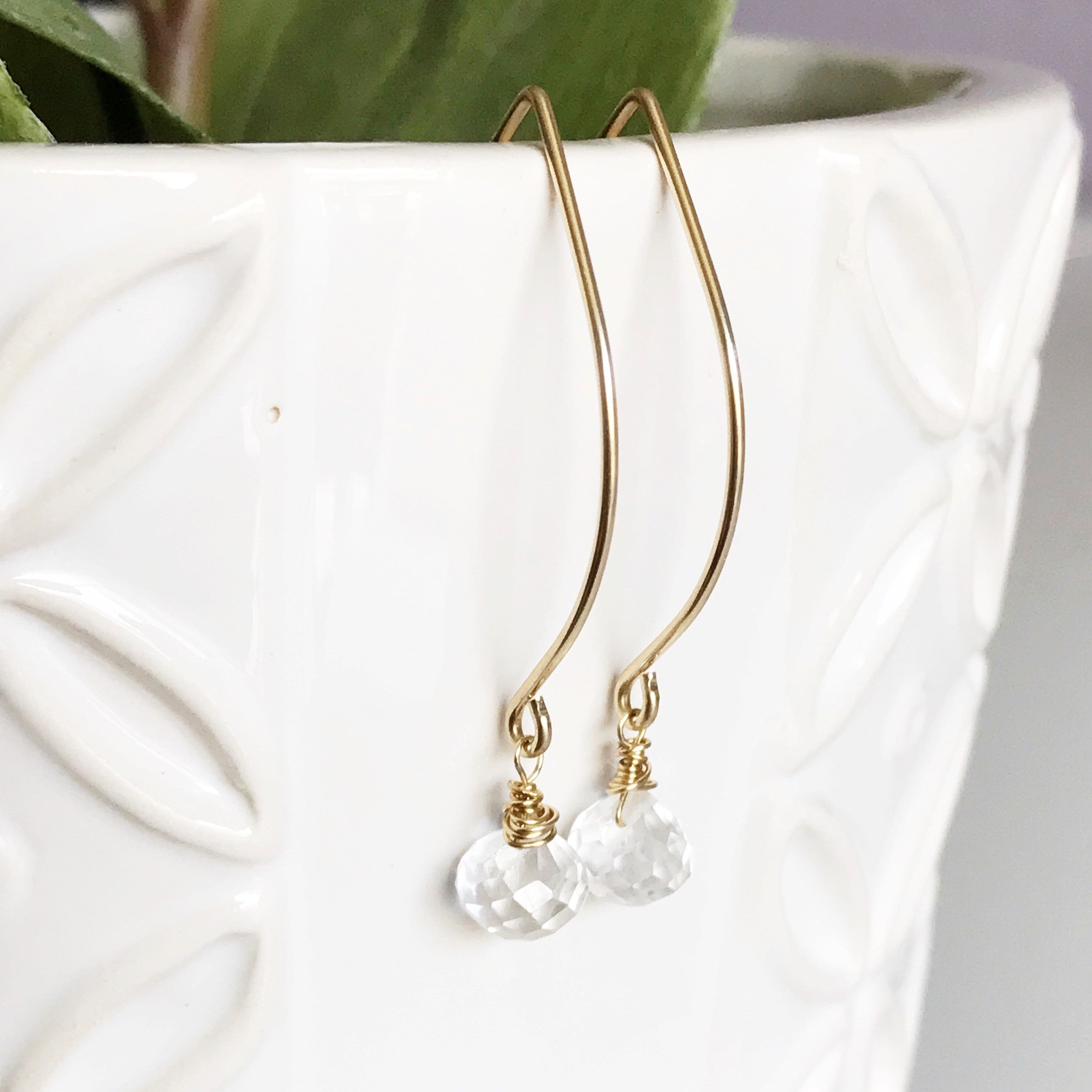 Gemma Crystal Quartz Earrings (E406) - Elegant & Dainty Jewelry for Women, Perfect for Parties, Weddings & Everyday Wear