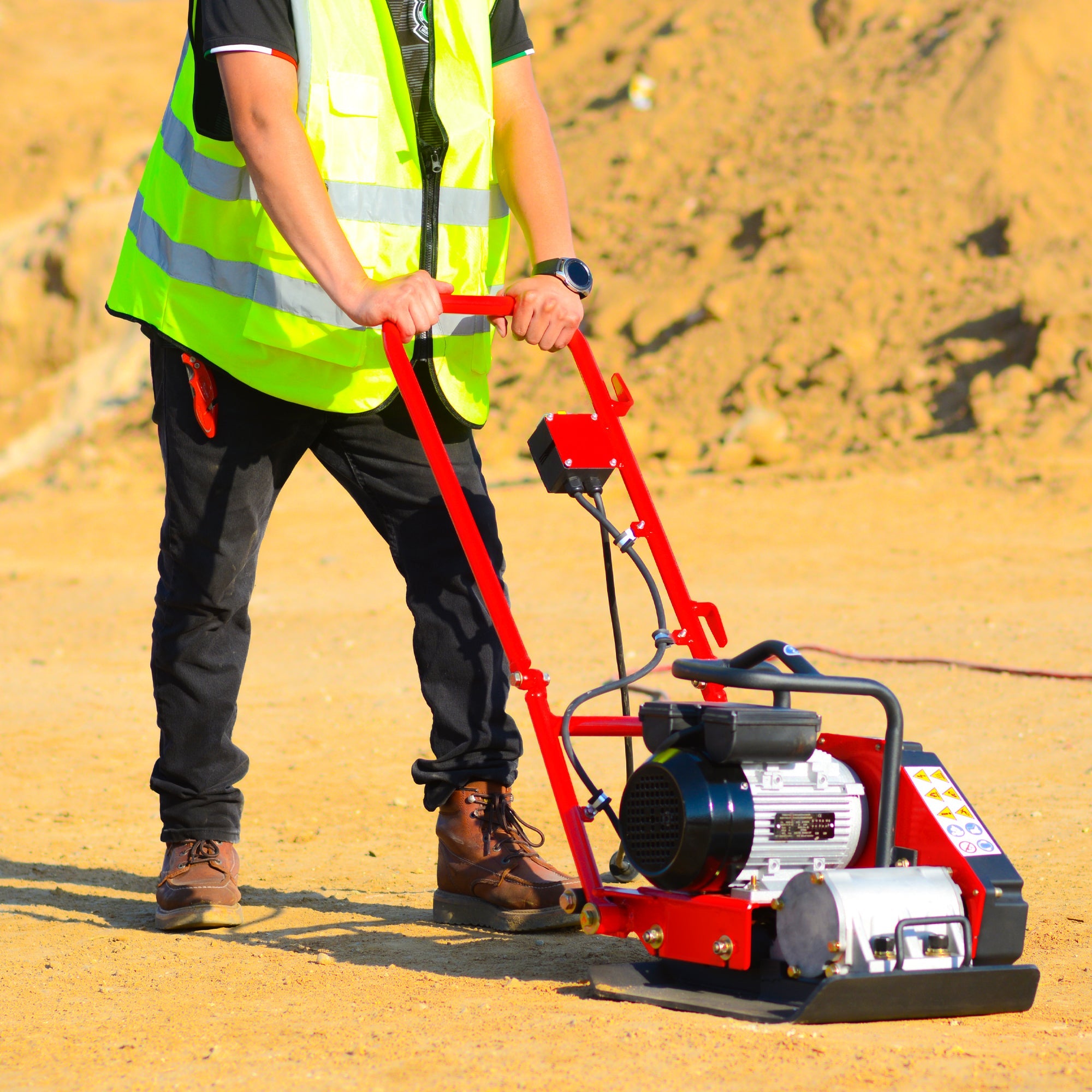 2 HP Electric Vibratory Plate Compactor Tamper - Heavy Duty Soil & Gravel Compaction Machine for Landscaping, Driveway & Construction Projects