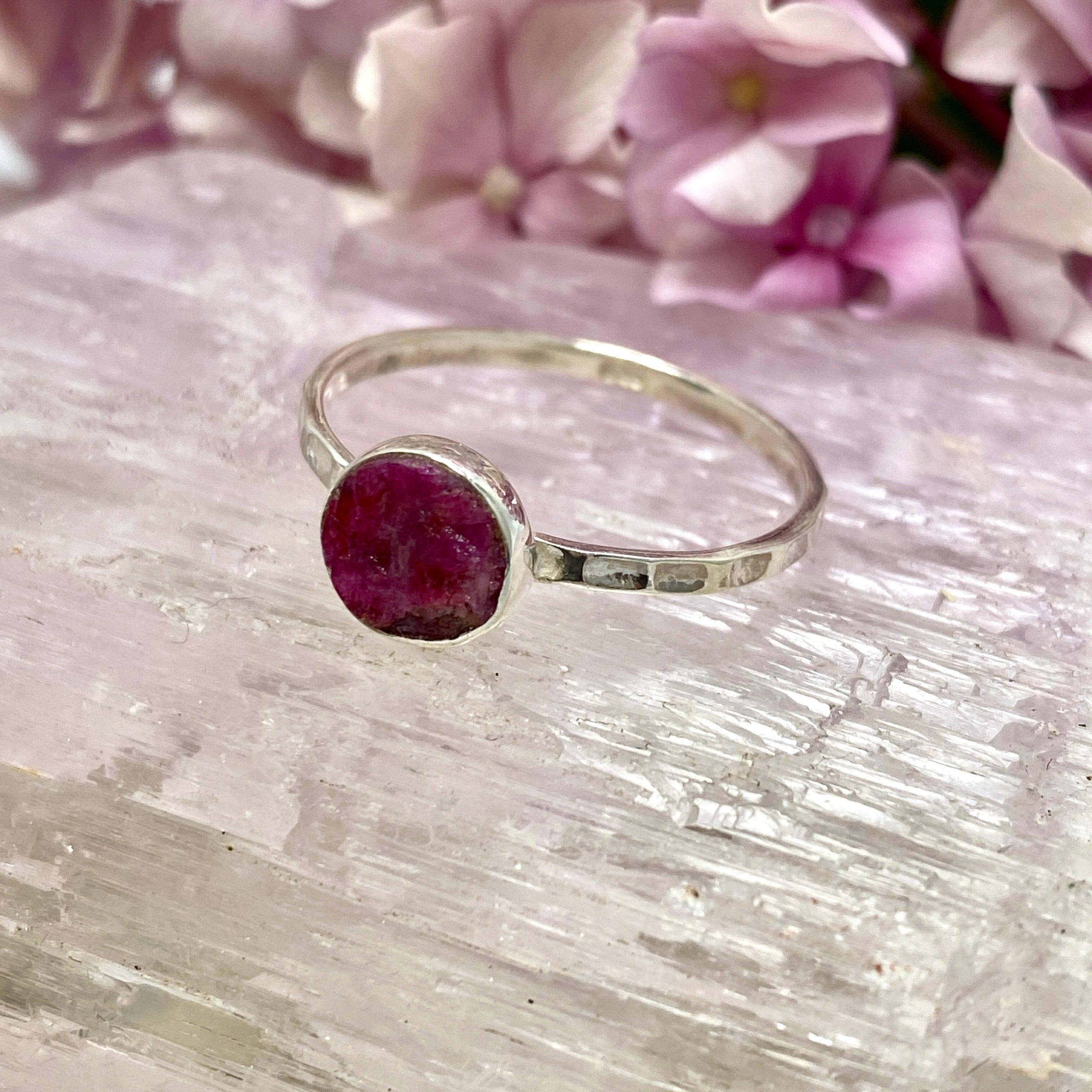 Natural Ruby Raw Round Banded Ring KRGJ2632 - Elegant Jewelry for Weddings, Engagements & Special Occasions