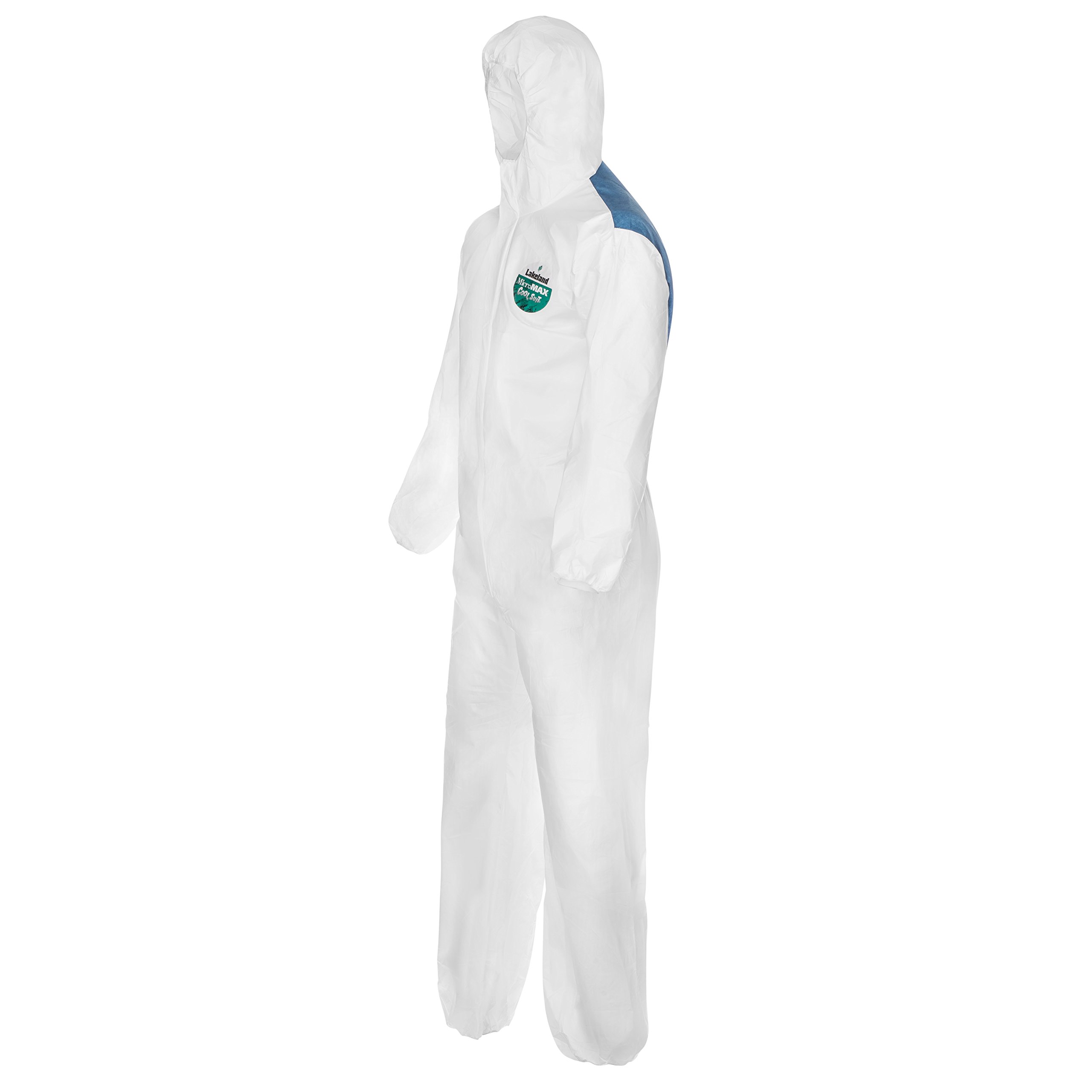 Lakeland MicroMax NS Cool Suit Microporous Disposable Coverall with Hood & Elastic Cuffs - 5XL White (Pack of 25) - Ideal for Industrial Work, Chemical Protection & Hazardous Environments