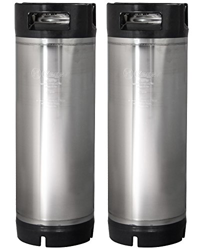 Kegco 2X-KM5G-RBT 5 Gallon Ball Lock Keg with Rubber Handle - Set of 2 Homebrew Beer Kegs for Home Brewing, Craft Beer Storage & Draft Beer Dispensing