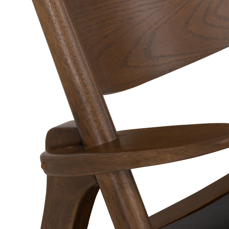 CAMRY Lounge Chair - Walnut & Black Fabric - Modern Accent Chair for Living Room, Bedroom, or Office - Comfortable Reading Chair with Sturdy Wooden Frame