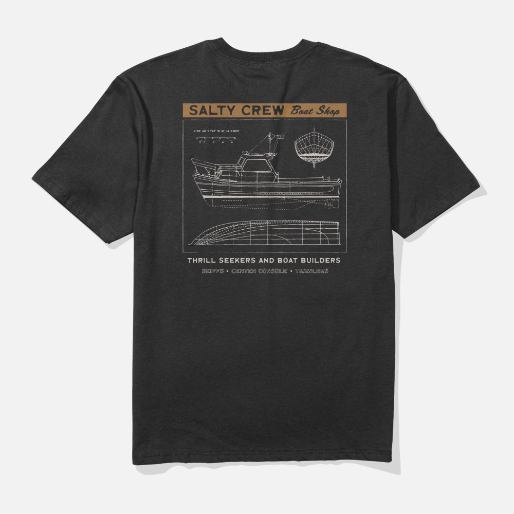 Salty Crew Boat Shop Classic T-Shirt for Men - Comfortable Cotton Tee for Fishing, Boating & Outdoor Activities
