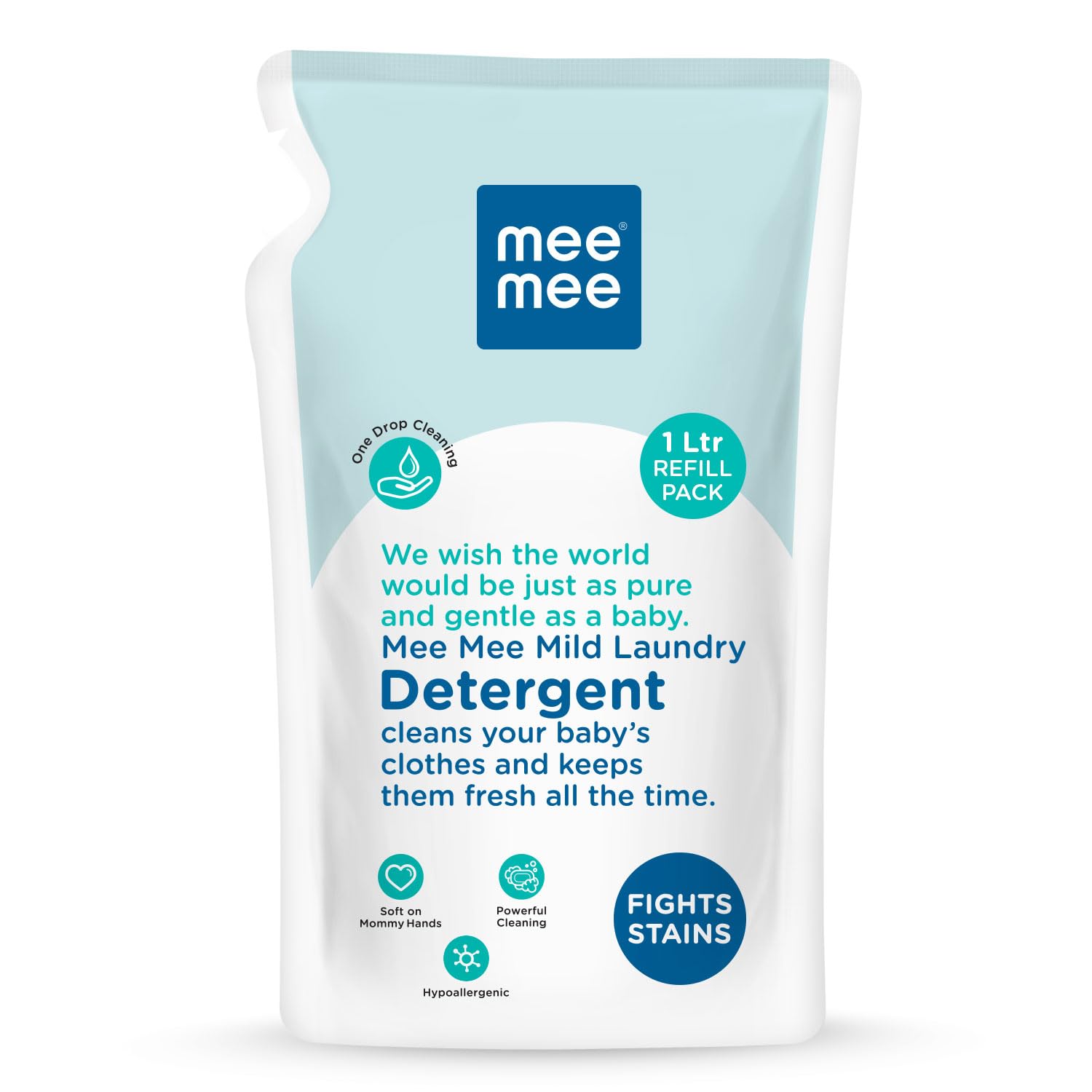 Mee Mee Baby Liquid Laundry Detergent 1L - Hypoallergenic, Ph Balanced & Chemical-Free | Gentle on Baby Skin & Mom's Hands | Antibacterial Stain & Odor Remover | Perfect for Newborn Clothes, Blankets & Sensitive Skin Care