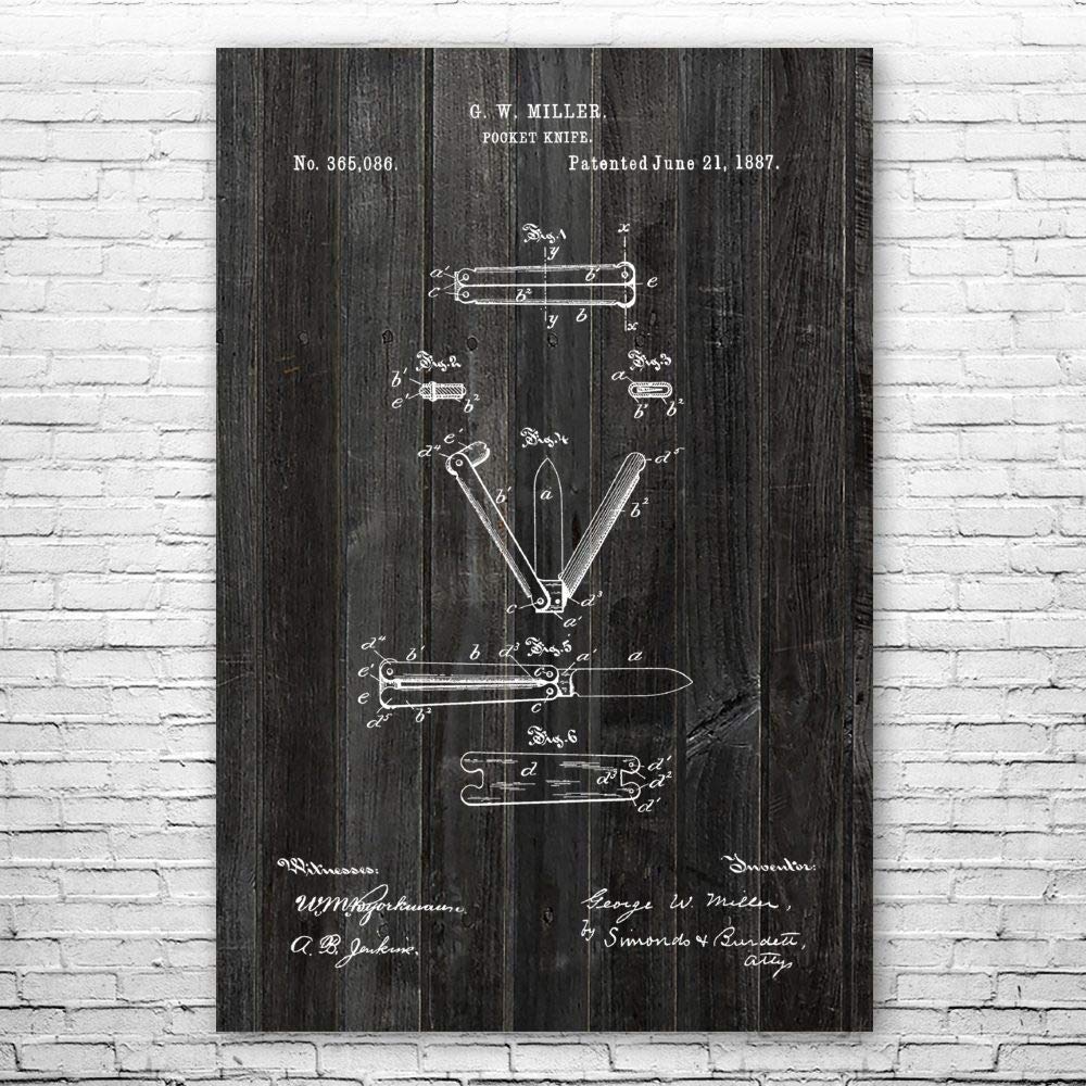 Vintage Butterfly Knife Blueprint Art Print - 11x17 Inch Balisong Poster for Knife Makers, Collectors & Martial Arts Enthusiasts - Perfect for Workshop Decor, Man Cave Wall Art & Unique Gift Idea