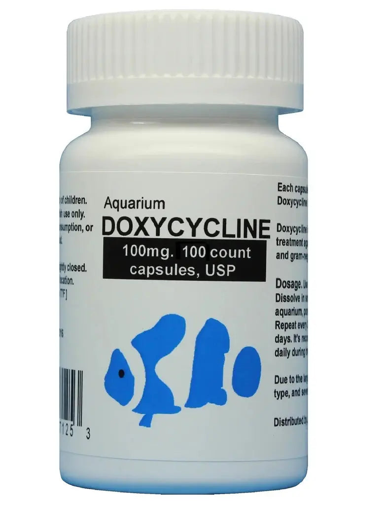 Aquarium Doxycycline 100mg Fish Antibiotic Treatment - 30 Capsules or 60 Capsules for Bacterial Infections in Freshwater & Saltwater Tanks - Ideal for Fin Rot, Popeye & Columnaris Disease Treatment