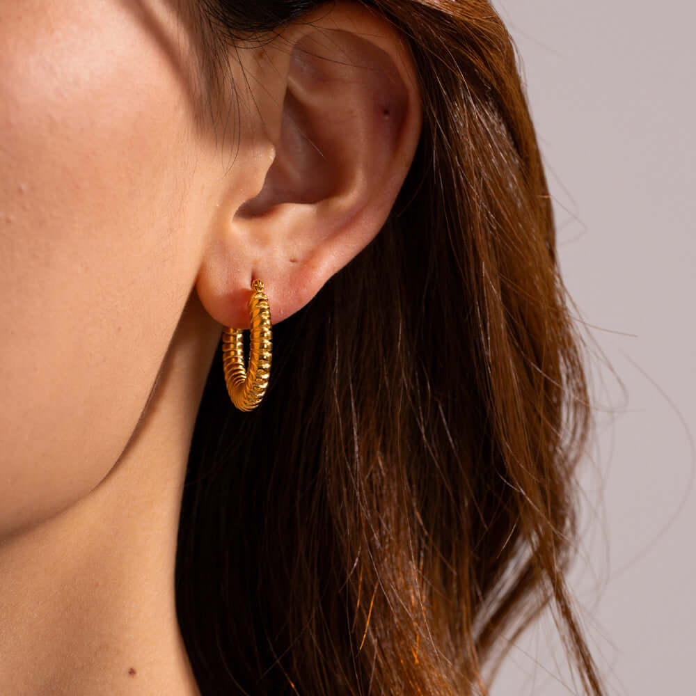 Minimalist 18K Gold Plated Hoop Earrings for Women - Classic Small Gold Hoops for Everyday Wear | JDEW018 | Perfect for Office, Date Night & Casual Outfits