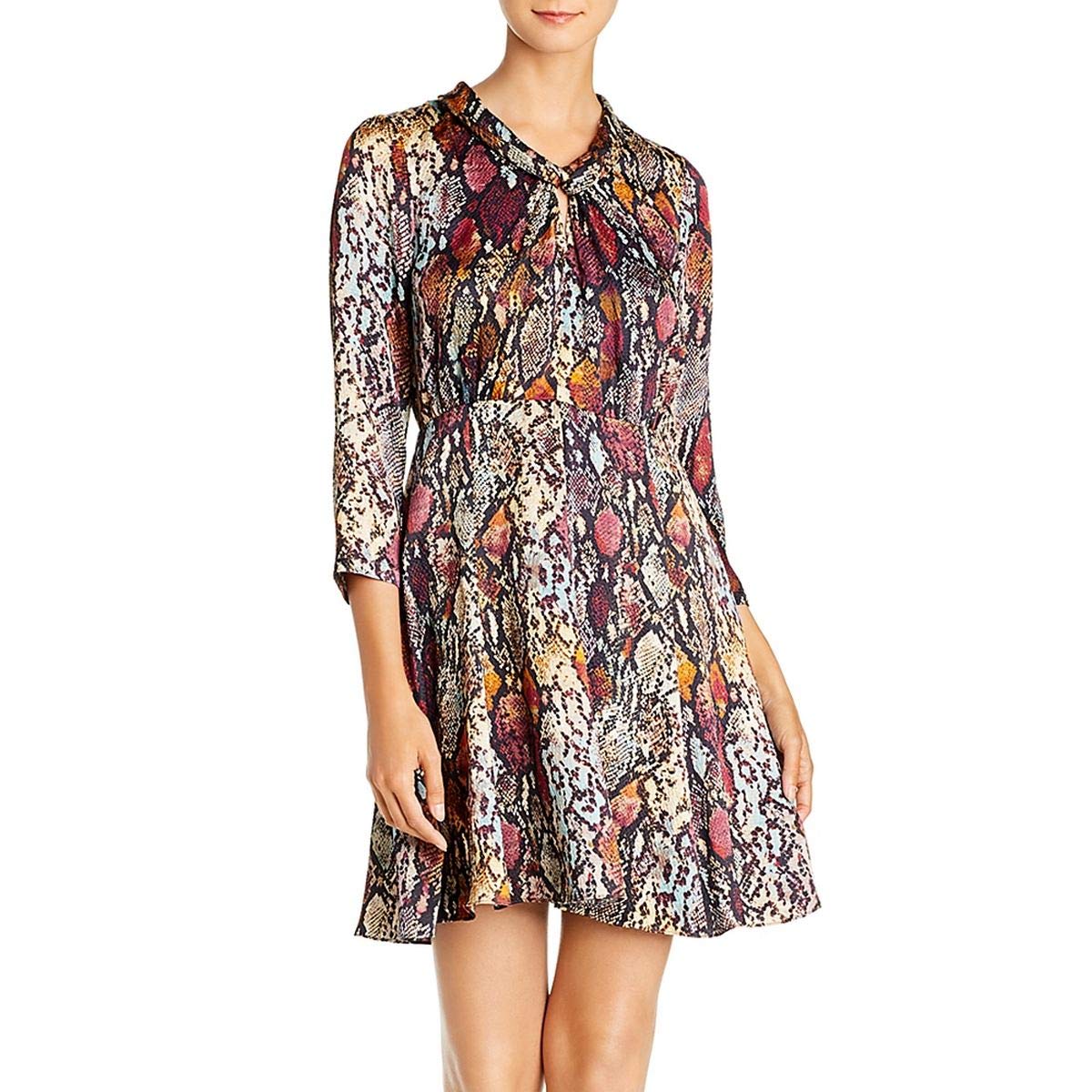 Rebecca Taylor Women's Long Sleeve Animal Print Silk Mini Dress - Elegant Party & Cocktail Dress for Evening Events, Date Nights & Special Occasions