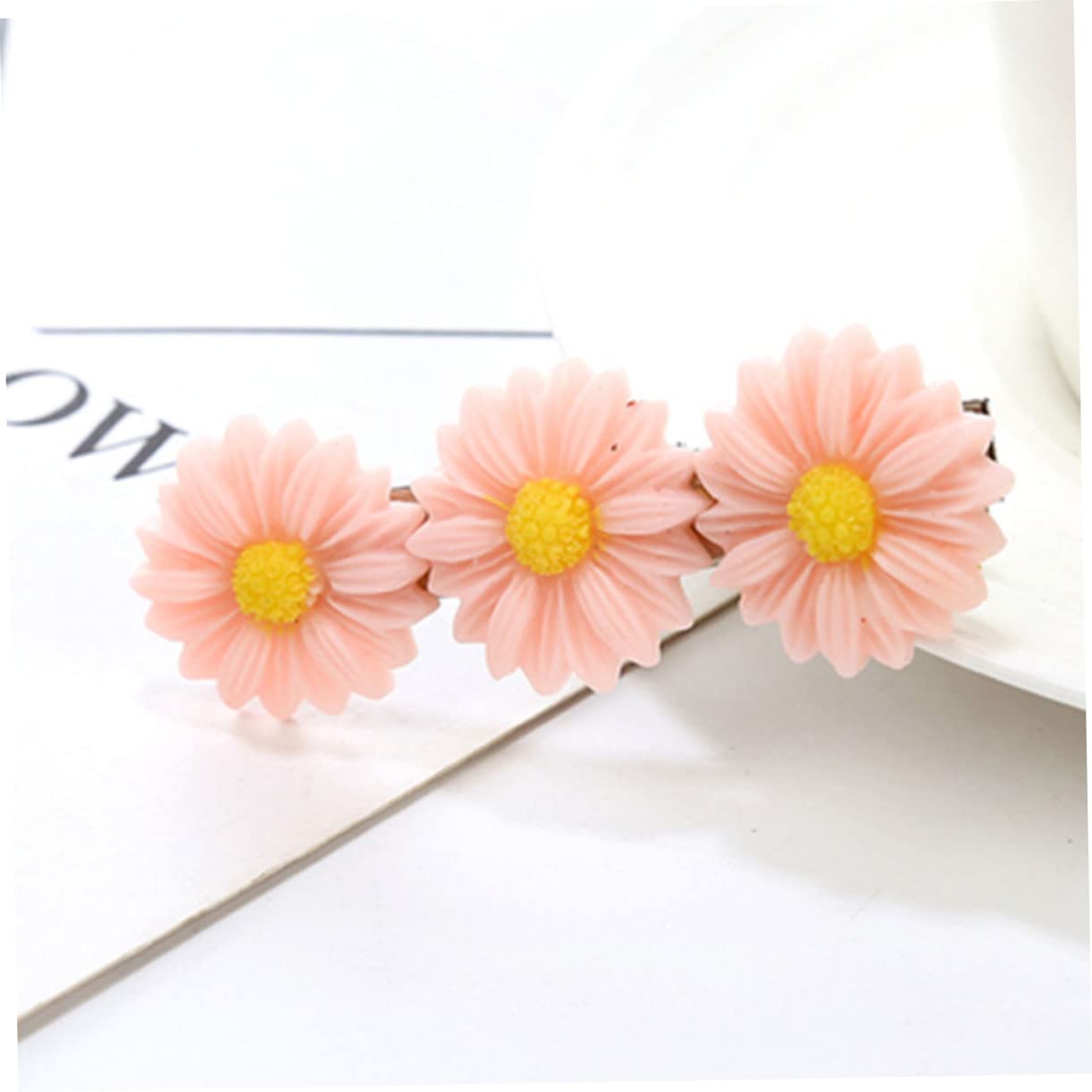 Beaupretty 3 Sets Daisy Flower Hair Clips for Women & Girls - Pink Acrylic Barrettes (10pcs x 3) - Perfect for Parties, Weddings & Everyday Fashion Accessories