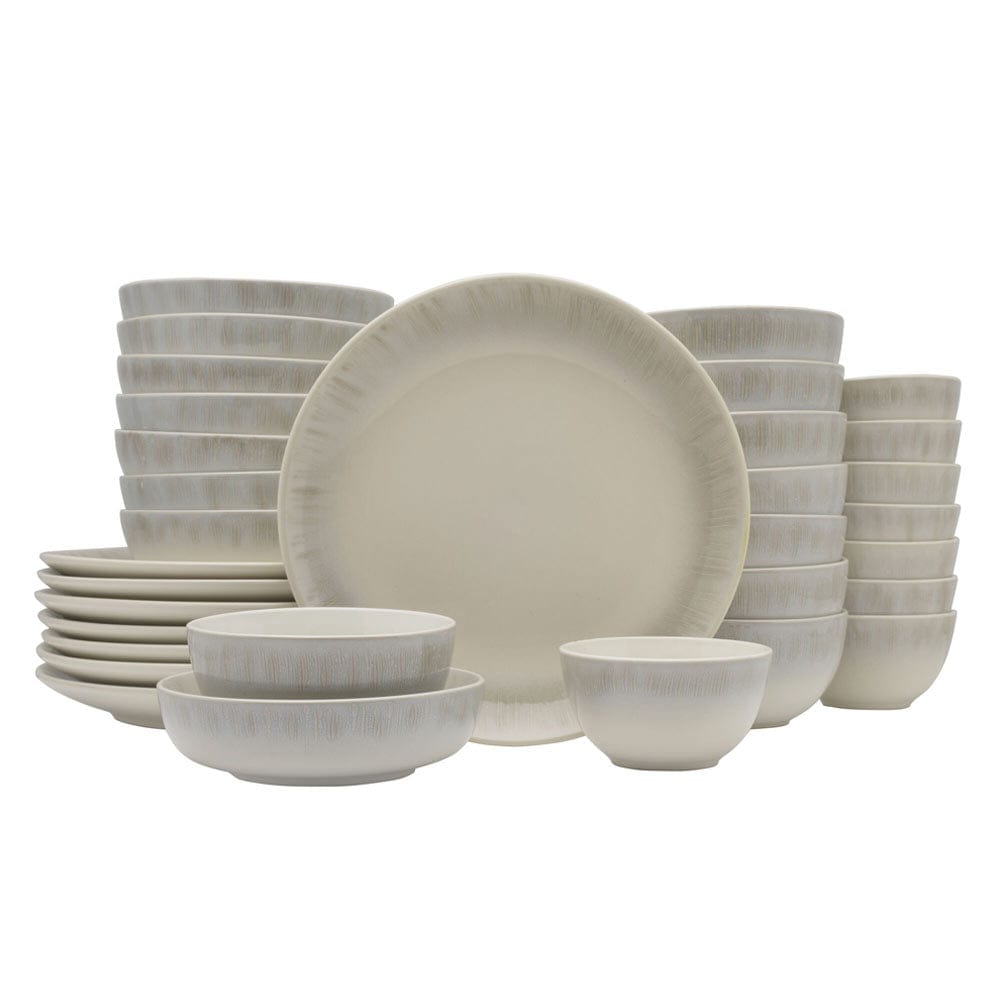 Logan Grey 32-Piece Dinnerware Set - Service for 8 People - Porcelain Plates, Bowls & Mugs - Elegant Dinnerware for Family Gatherings, Dinner Parties & Everyday Use