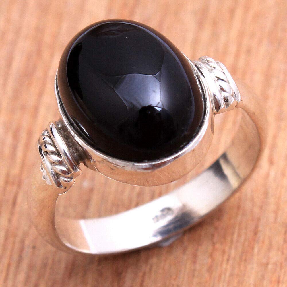 925 Sterling Silver Black Onyx Rings for Women – Elegant Oval Bezel Set Gemstone Statement Rings – Perfect for Bridesmaids, Weddings & Special Occasions