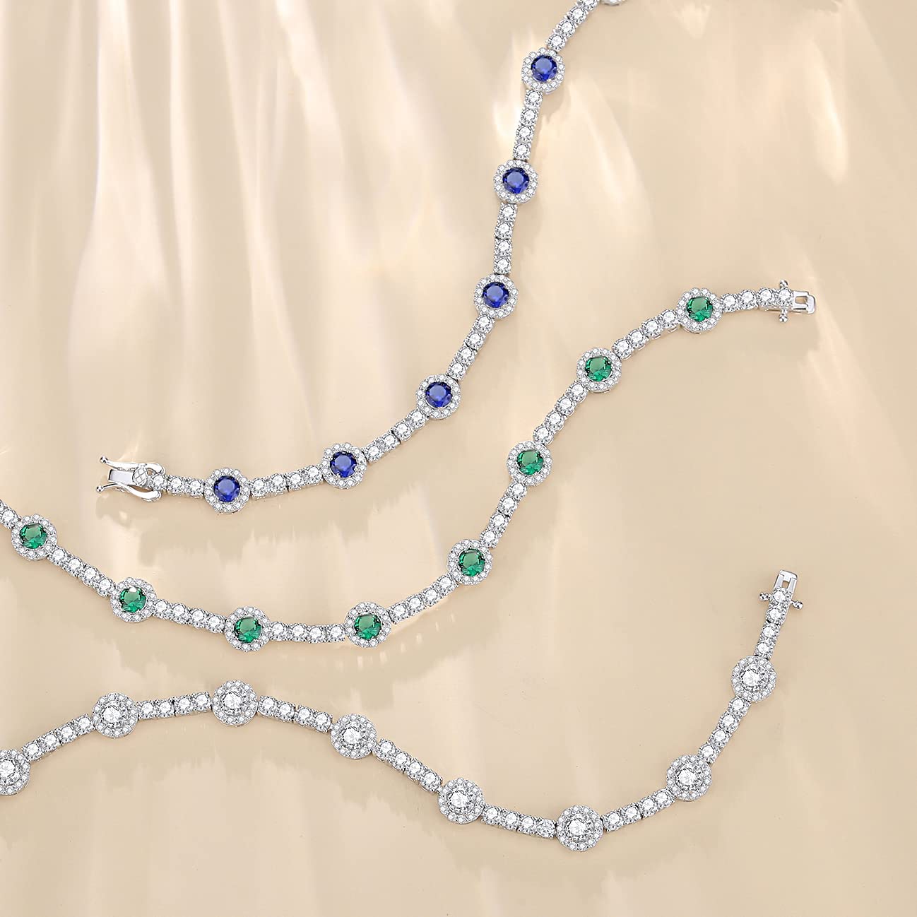 FANCIME Sterling Silver Gemstone Tennis Bracelet with Birthstones - 7
