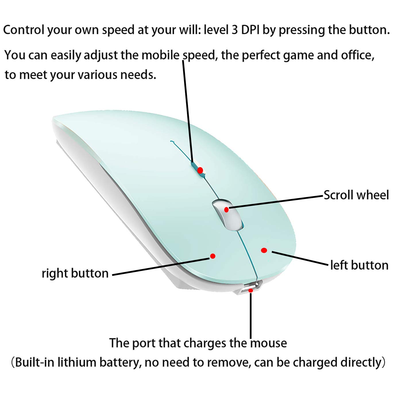 Wireless Bluetooth Mouse for Laptop, MacBook, iPad, PC - Compatible with MacBook Air, MacBook Pro, Windows & Chromebook | Portable Computer Mouse for Work, Travel & Home Office
