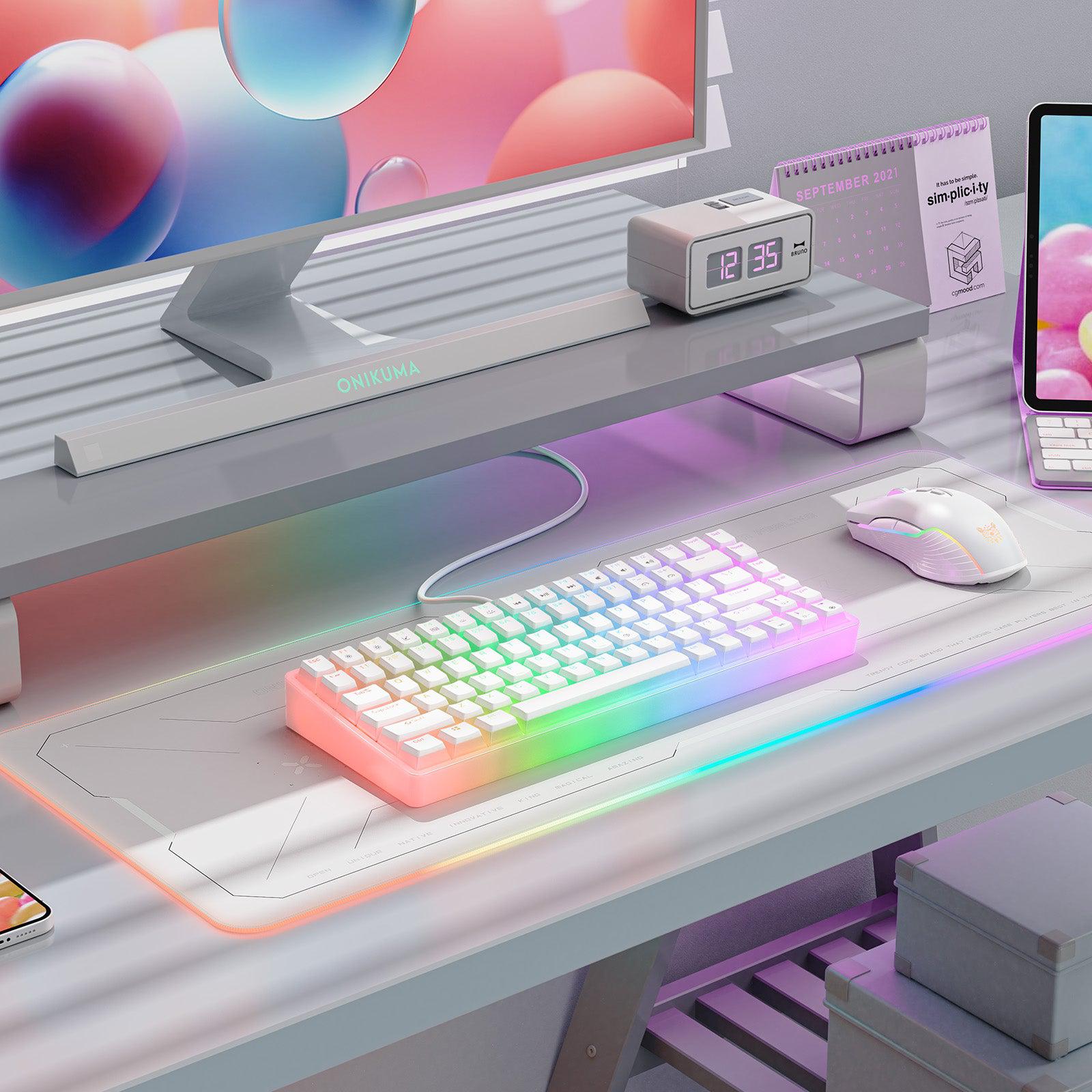 ONIKUMA G30 Wired Mechanical Gaming Keyboard - 84 Keys, RGB Backlit, USB Interface, White | Perfect for PC Gaming, Typing & Office Work