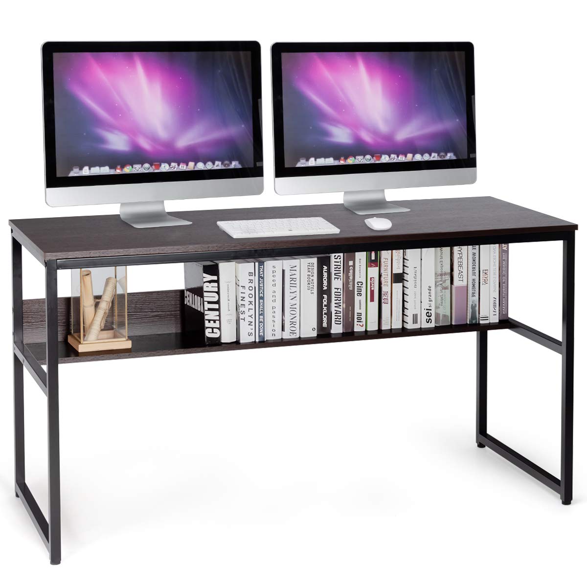 Ergonomic Home Office Desk with Storage Shelf - 55