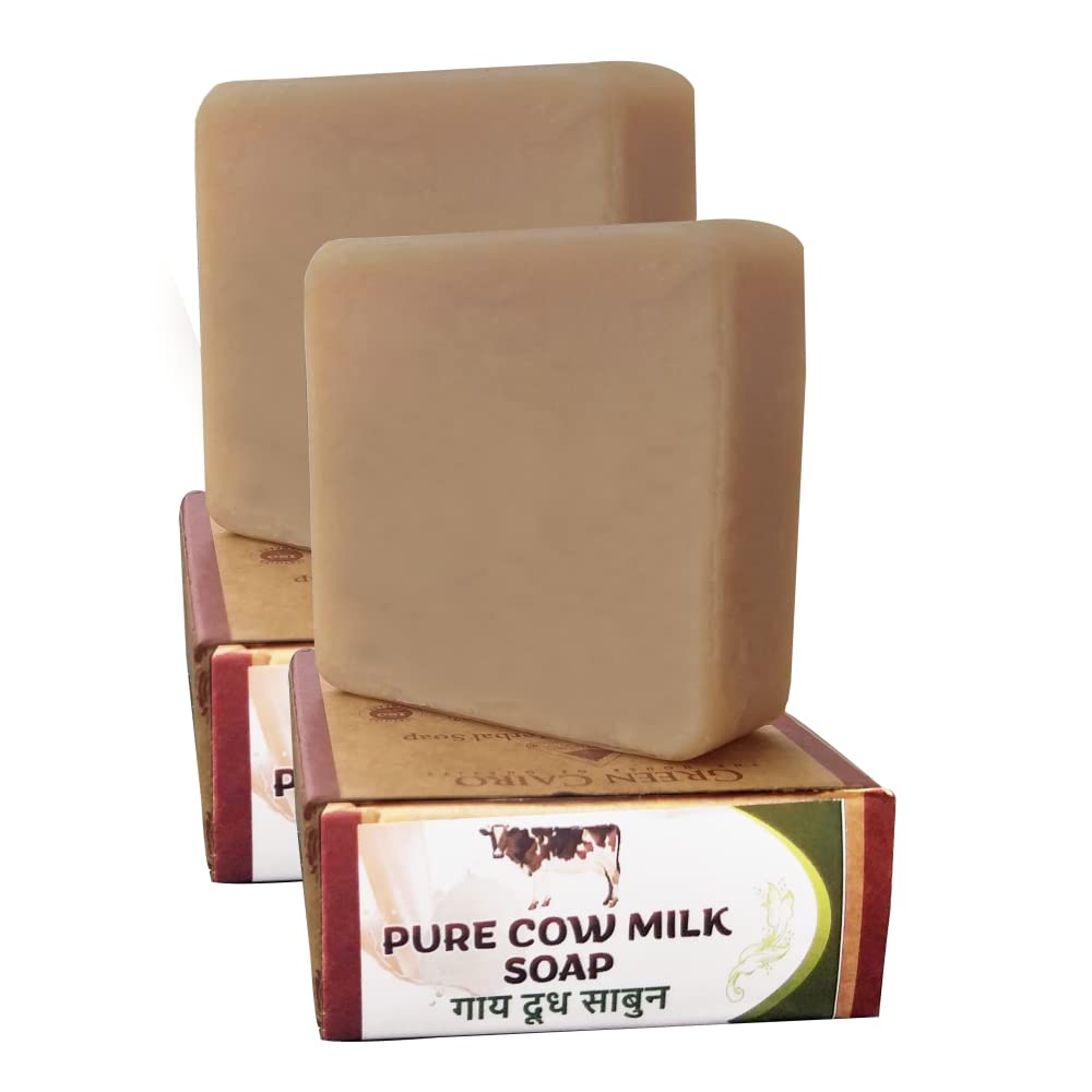 Green Cairo Cow Milk Soap 2 Pack - 100% Natural Handmade Herbal Bath Bar | Vegan, Chemical-Free & Cruelty-Free | Moisturizing for Dry Skin - Perfect for Sensitive Skin Care & Luxury Bath Time Relaxation