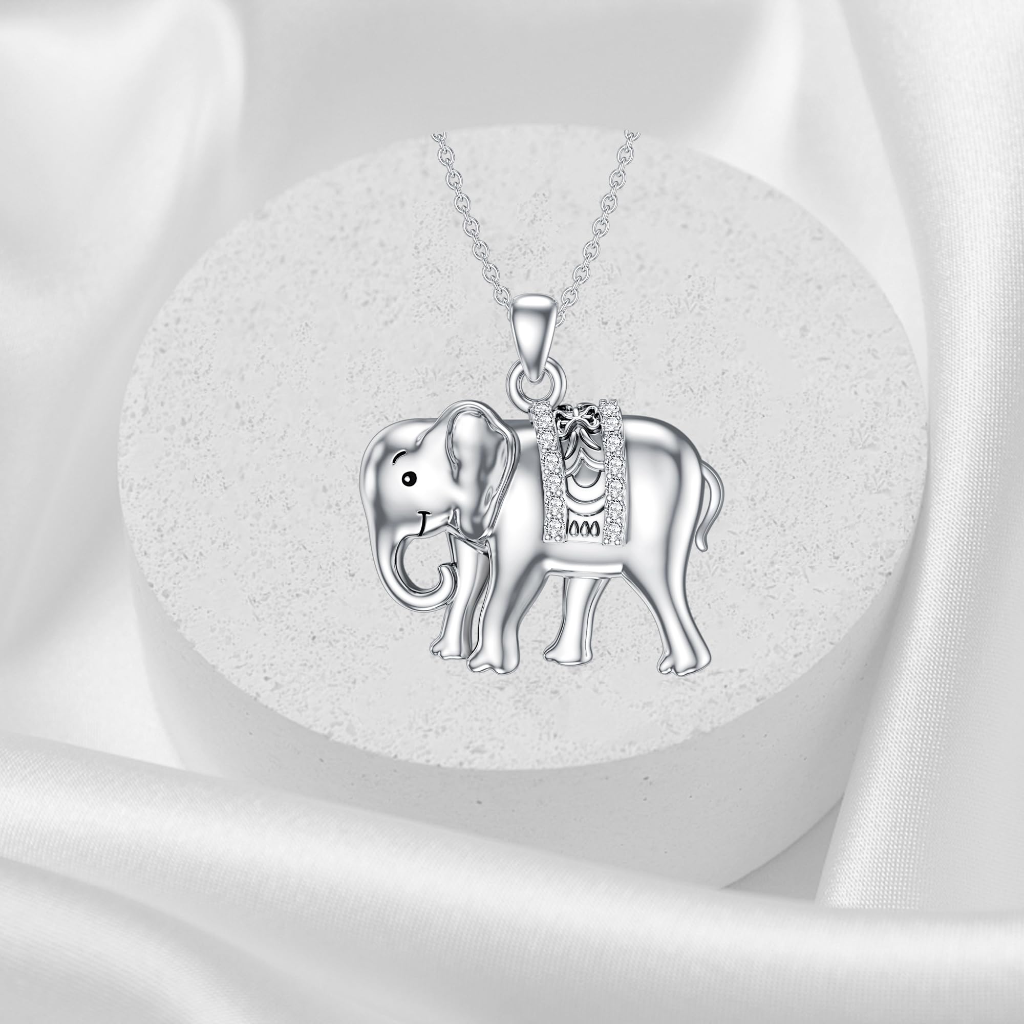 Sterling Silver Diamond Elephant Pendant Necklace for Women - Elegant Elephant Jewelry Gift for Wife, Friend, Birthday & Anniversary - Perfect for Casual Wear, Parties & Special Occasions