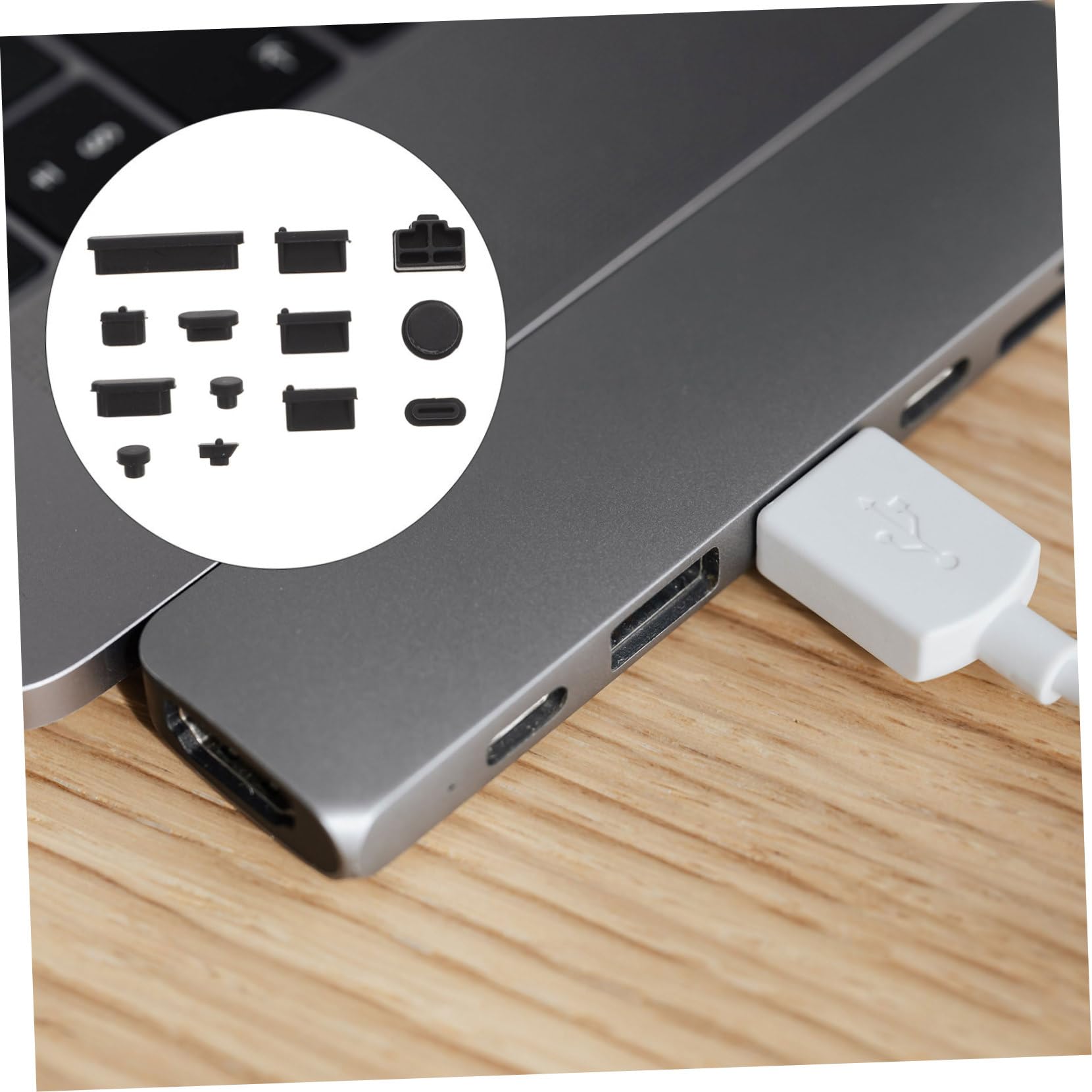 Veemoon Laptop Dust Plug Set - 12-Pack Silicone Port Covers for USB, HDMI, Audio Jack - Anti-Dust Protector for MacBook, PC, Desktop Computer - Perfect for Office, Home & Travel Use