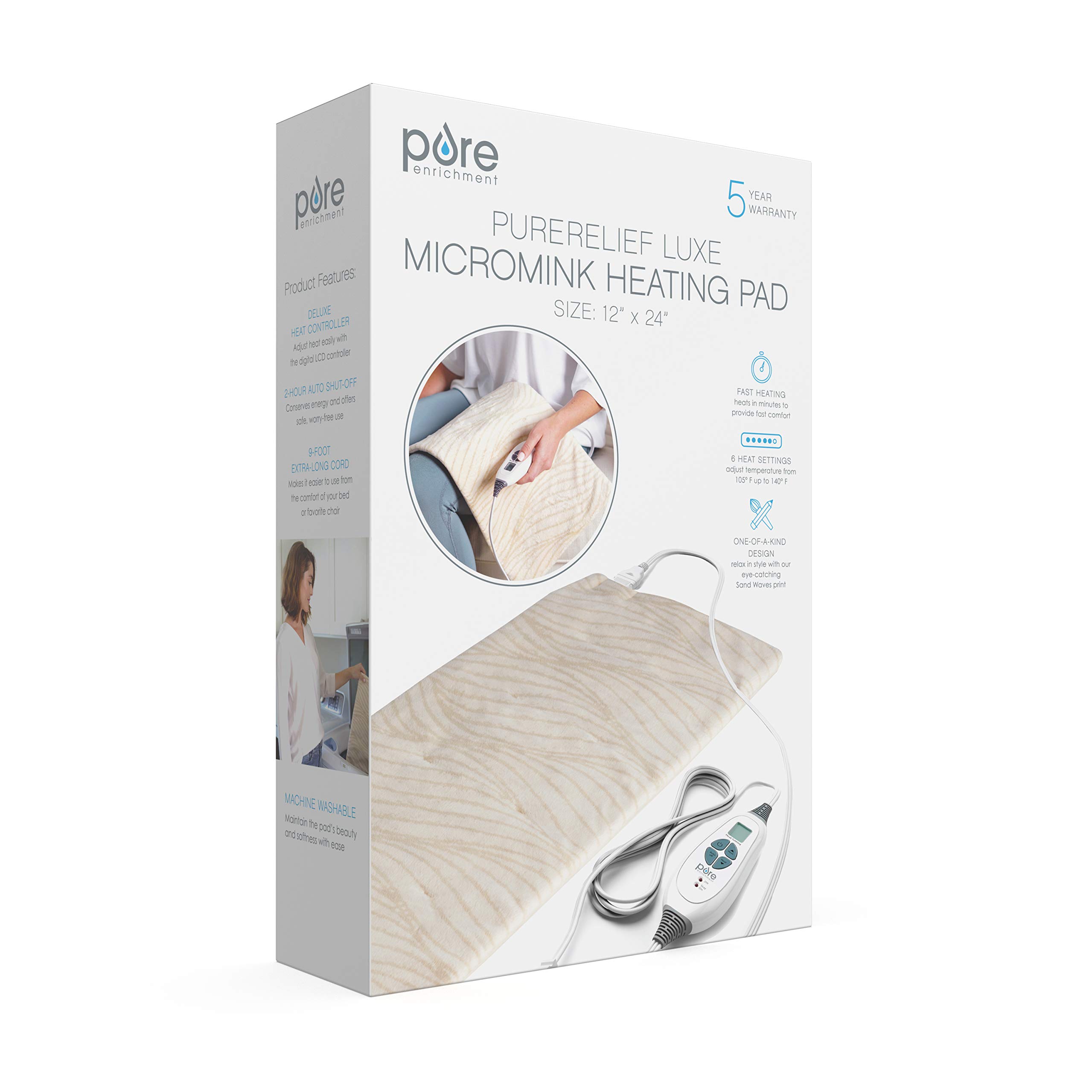 PureRelief Luxe Micromink Electric Heating Pad 12