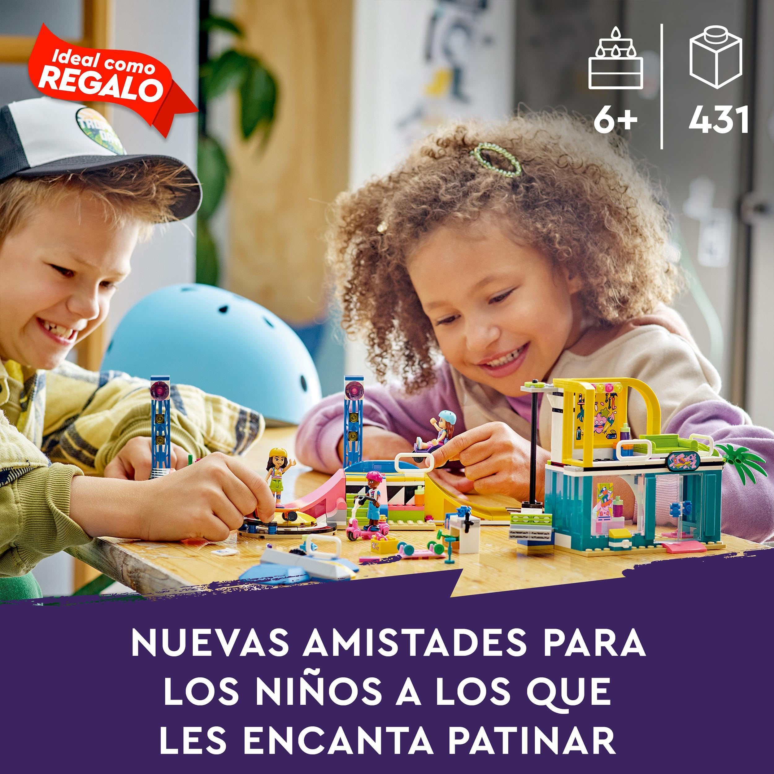 LEGO 41751 Friends Skate Park Building Toy Set for Kids Ages 6+ with Skateboards, Scooter & Wheelchair, 3 Mini Dolls & 2023 Characters – Creative Play for Girls and Boys – Perfect for Birthday Gifts & Indoor Activities