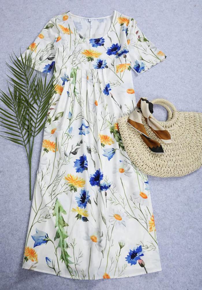 Deuyo Women's Casual Summer Midi Dresses - Elegant Flowy Dress for Mature Ladies | Perfect for Beach Vacations, Garden Parties & Brunch Dates