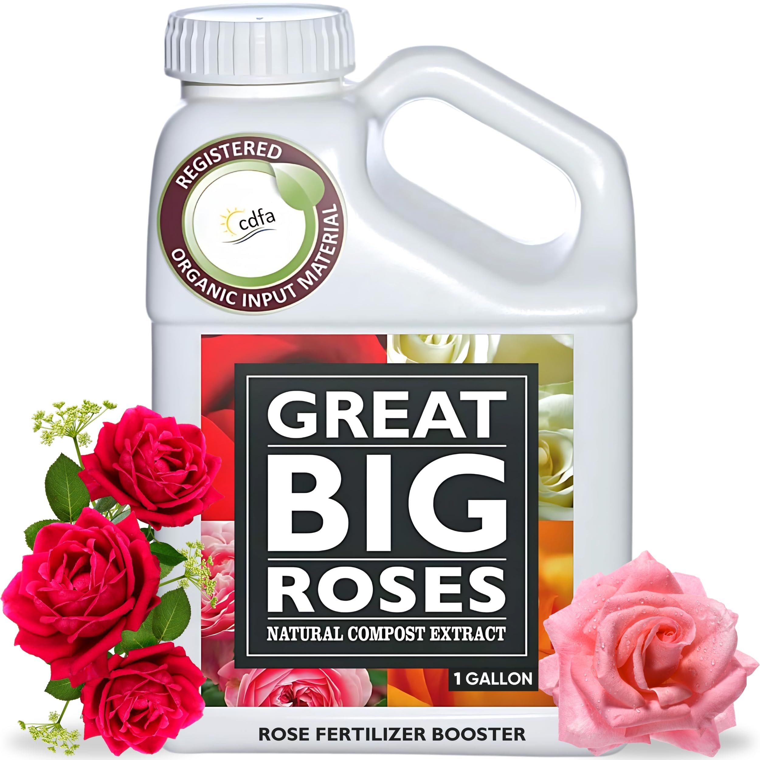 Premium Rose Fertilizer & Soil Booster - 1 Gallon Concentrate (Makes 32 Gallons) for Lush Roses & Flowers | Organic Compost Extract for Rose Bushes & Gardens | Perfect for Home Gardening, Landscaping & Flower Beds