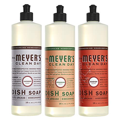 **Eco-Friendly Liquid Dish Soap Set - 3 Pack (Lavender, Geranium, Radish) 16 oz Each - Cruelty-Free, Plant-Based Formula for Gentle Handwashing - Perfect for Kitchen, RV, Camping & Travel**
