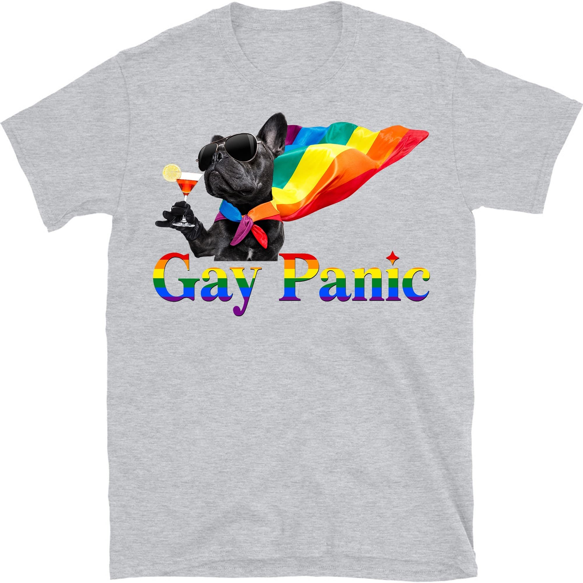 LGBTQ Pride Bulldog Shirt - Gay Panic & Transgender Support T-Shirt with Rainbow Triangle Design | Perfect for Pride Parades, LGBTQ Events & Ally Support