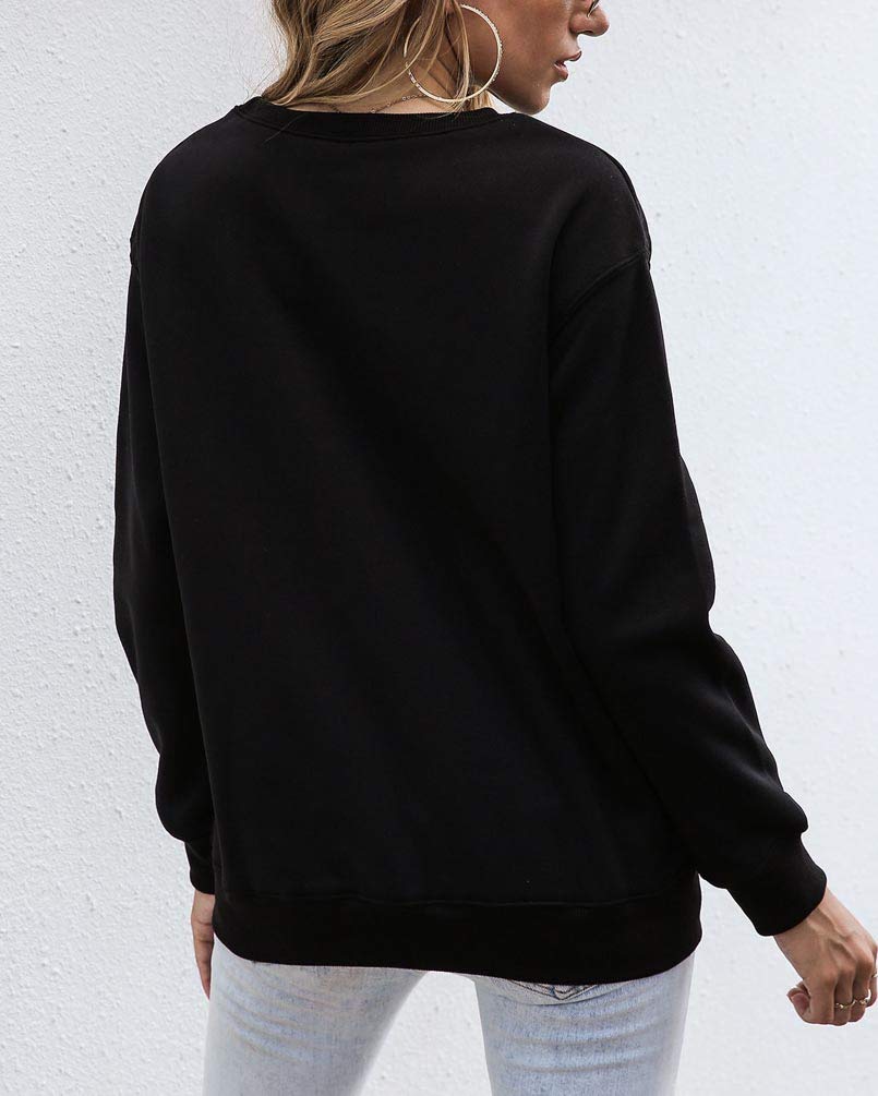 Women's Long Sleeve Crewneck Sweatshirt - Letter Print Pullover Hoodie for Casual Wear, Workout & Lounge | Soft Cotton Blend Activewear Top for Fall & Winter