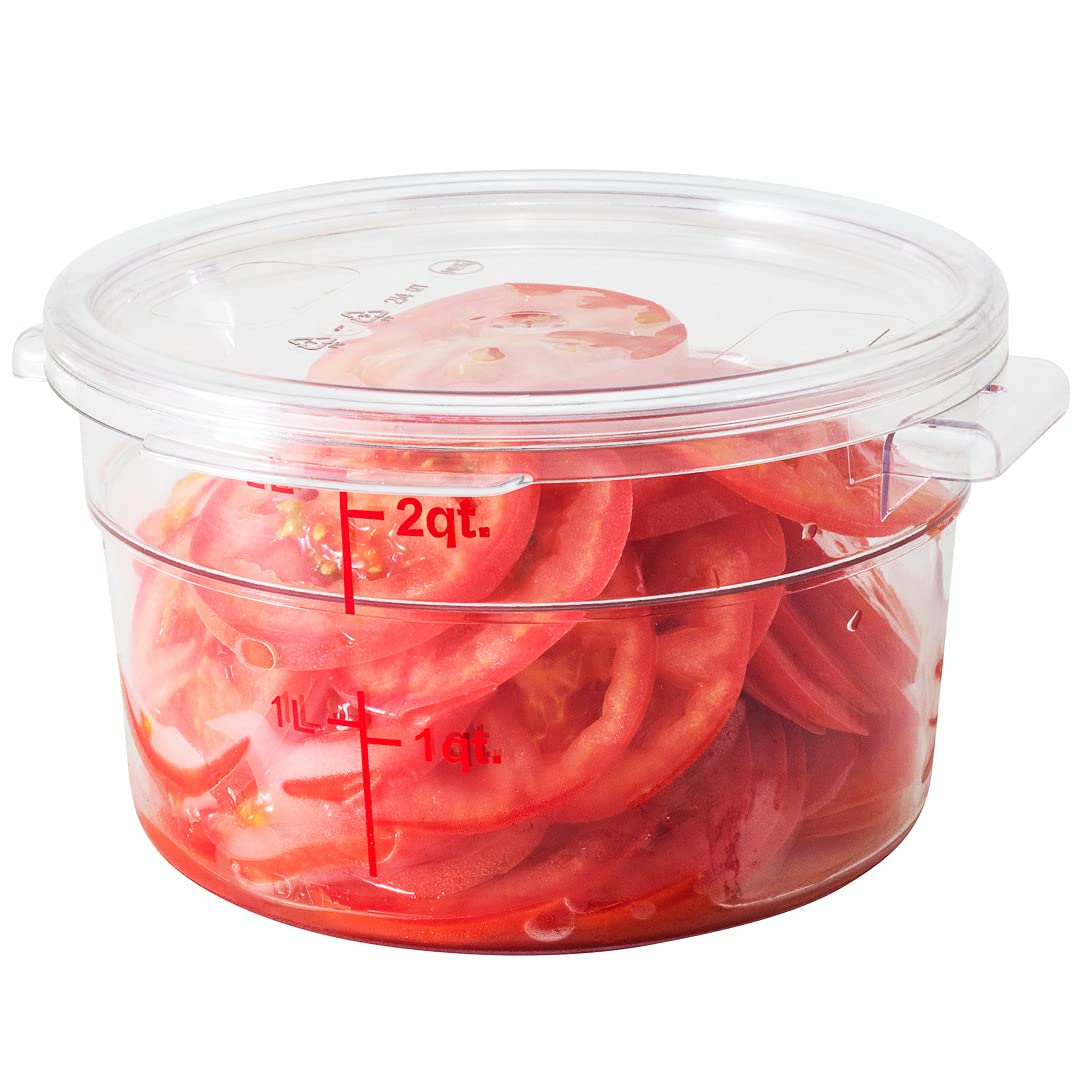 Met Lux 10-Pack Round Food Storage Container Lids - Clear Plastic, Dishwasher & Freezer Safe - Replacement Lids for Marinating Containers with Date Indicator (Containers Sold Separately) - Perfect for Meal Prep, Leftovers & Commercial Kitchen Use