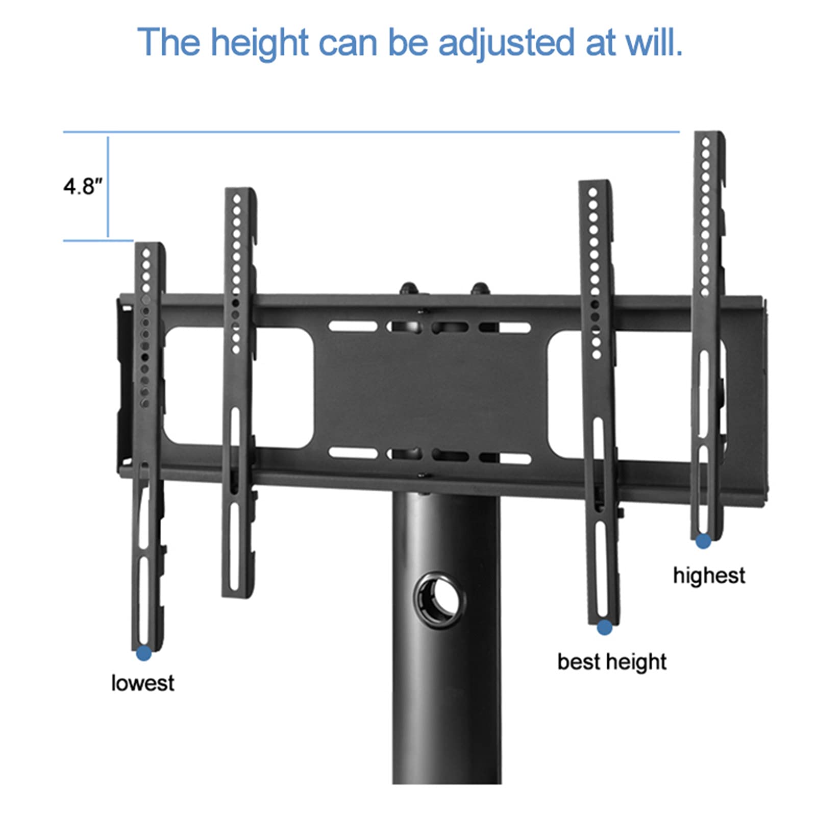 Adjustable Swivel Floor TV Stand for 32-65 Inch TVs - 3-Tier Tempered Glass Media Console with Height Adjustable Bracket - Perfect for Living Room, Bedroom & Home Theater Entertainment Setup