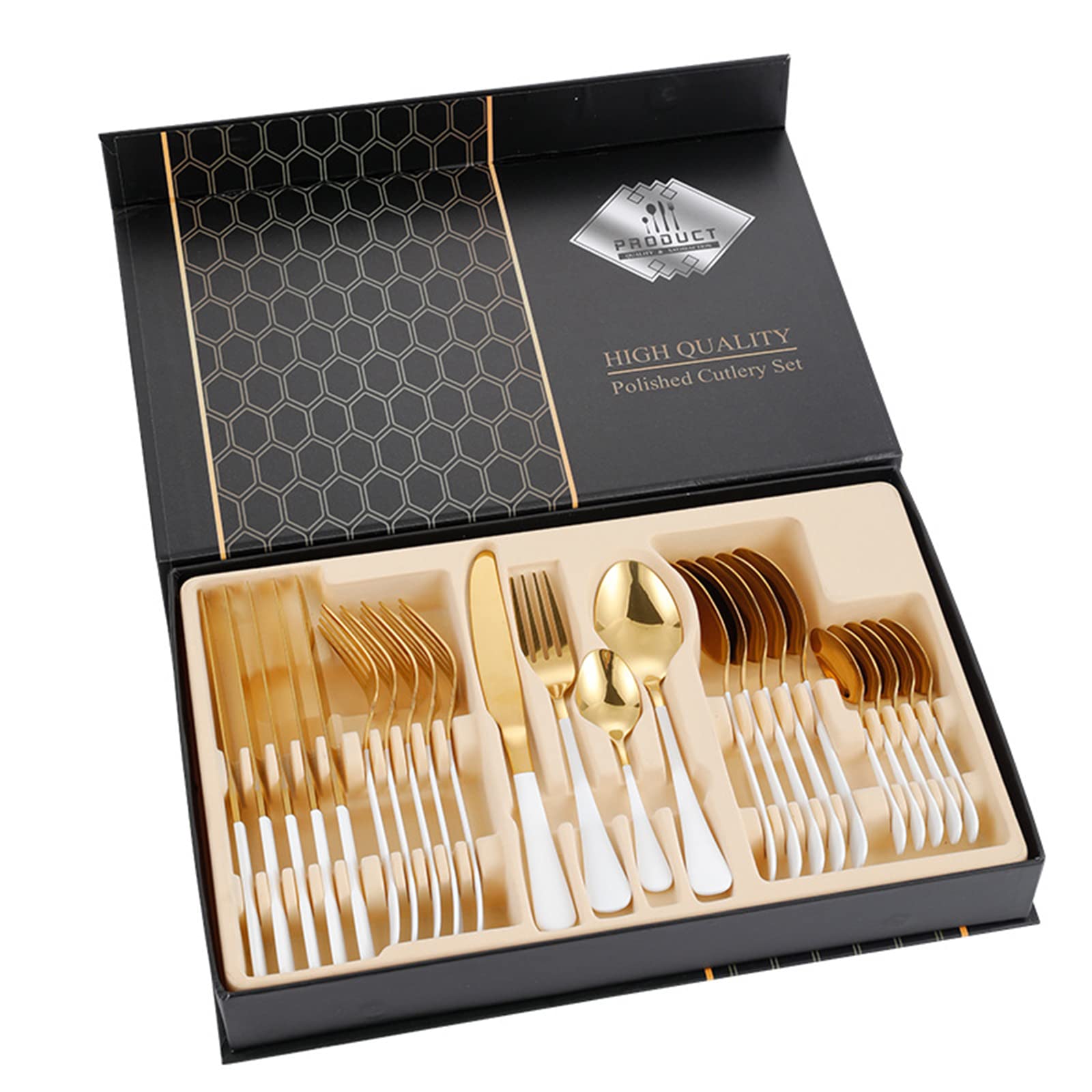 24-Piece Stainless Steel Flatware Set with Gift Box - Food Grade Durable Silverware for Home, Kitchen, Restaurant & Hotel - Perfect for Dining, Entertaining & Gifting