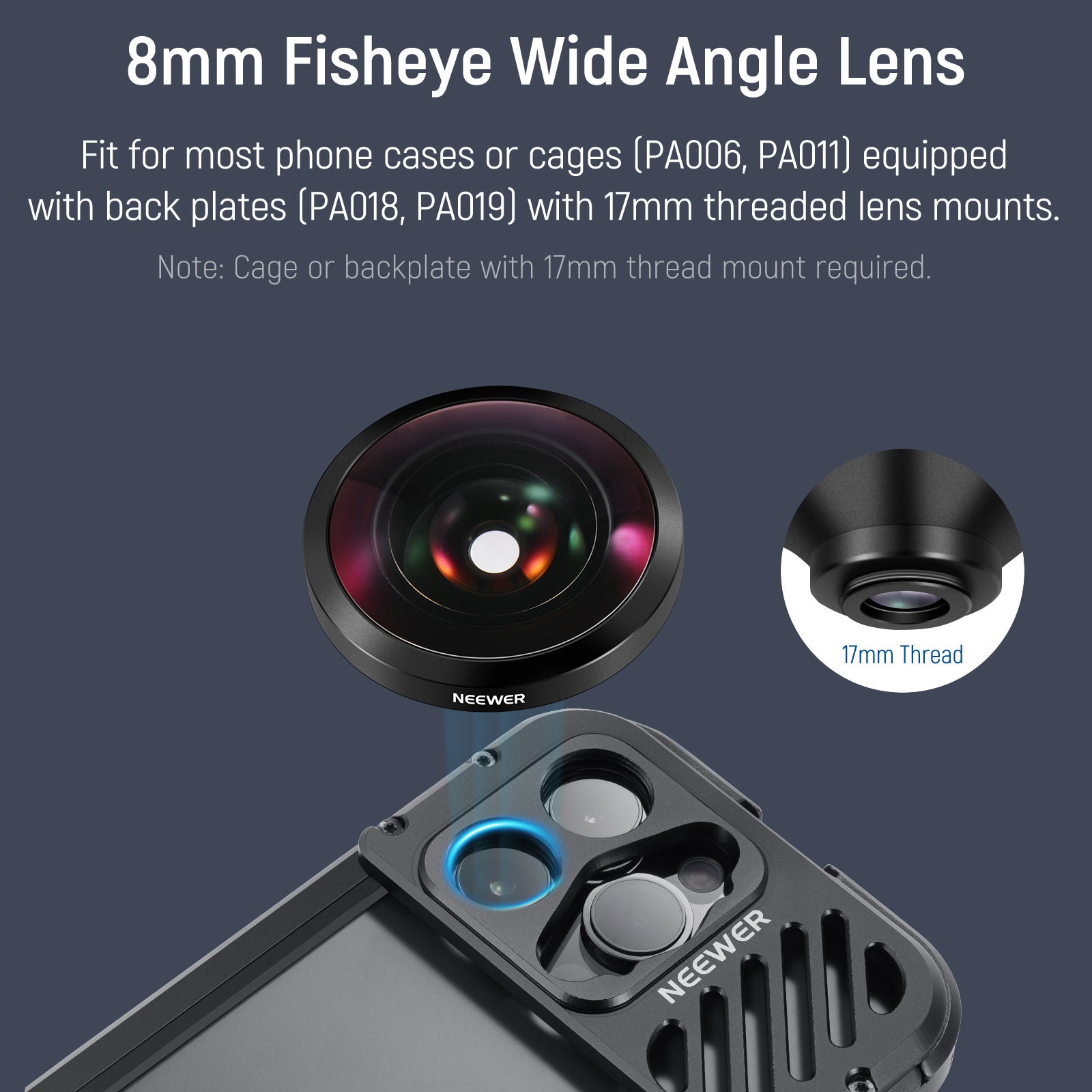 NEEWER LS 29 8mm HD Fisheye Lens for Smartphones with 17mm Thread - Perfect for Wide-Angle Photography, Vlogging & Travel Adventures