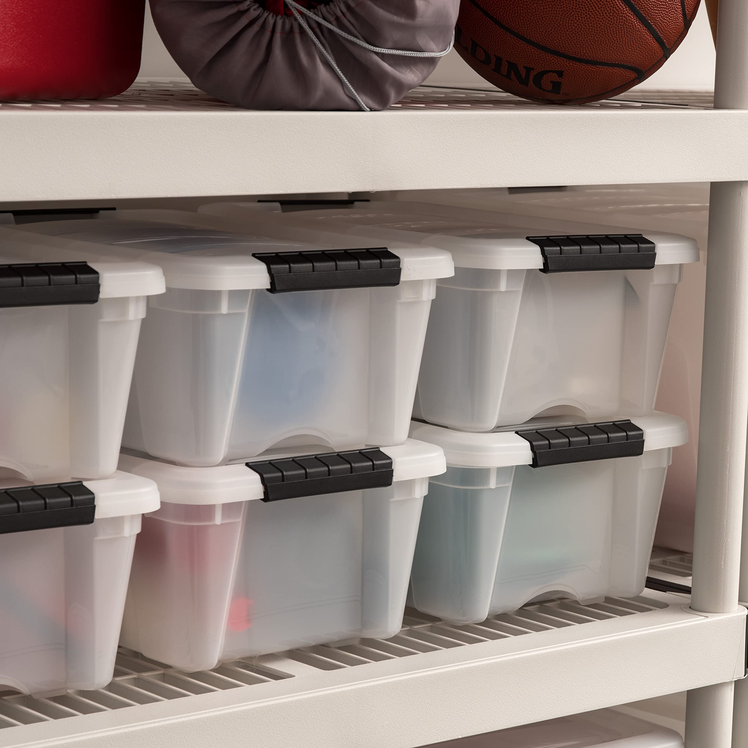 IRIS USA 13 Quart Stackable Plastic Storage Bins with Lids - 6 Pack BPA-Free Organizing Containers | Made in USA | Durable Nestable Design with Secure Latches & Pull Handles | Perfect for Home, Office, Closet & Pantry Organization