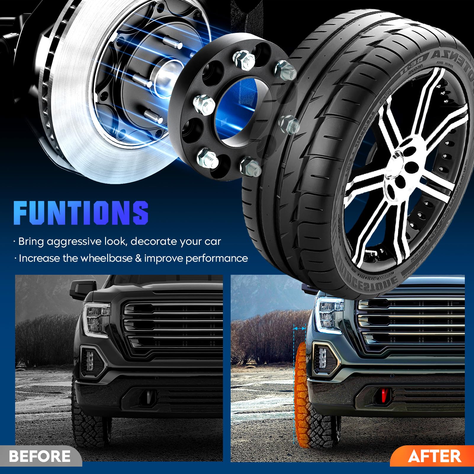 Youxmoto 1.5 Inch ATV/UTV Wheel Spacers - 4x110 Bolt Pattern with 14x1.5 Studs & 76mm Bore - Compatible with Honda Foreman 400 450 500, Rancher 350 400 420, Rincon 650 680, FourTrax 300 350 & Suzuki King Quad 400 450 500 700 - Perfect for Off-Roading, Trail Riding & Enhanced Stability
