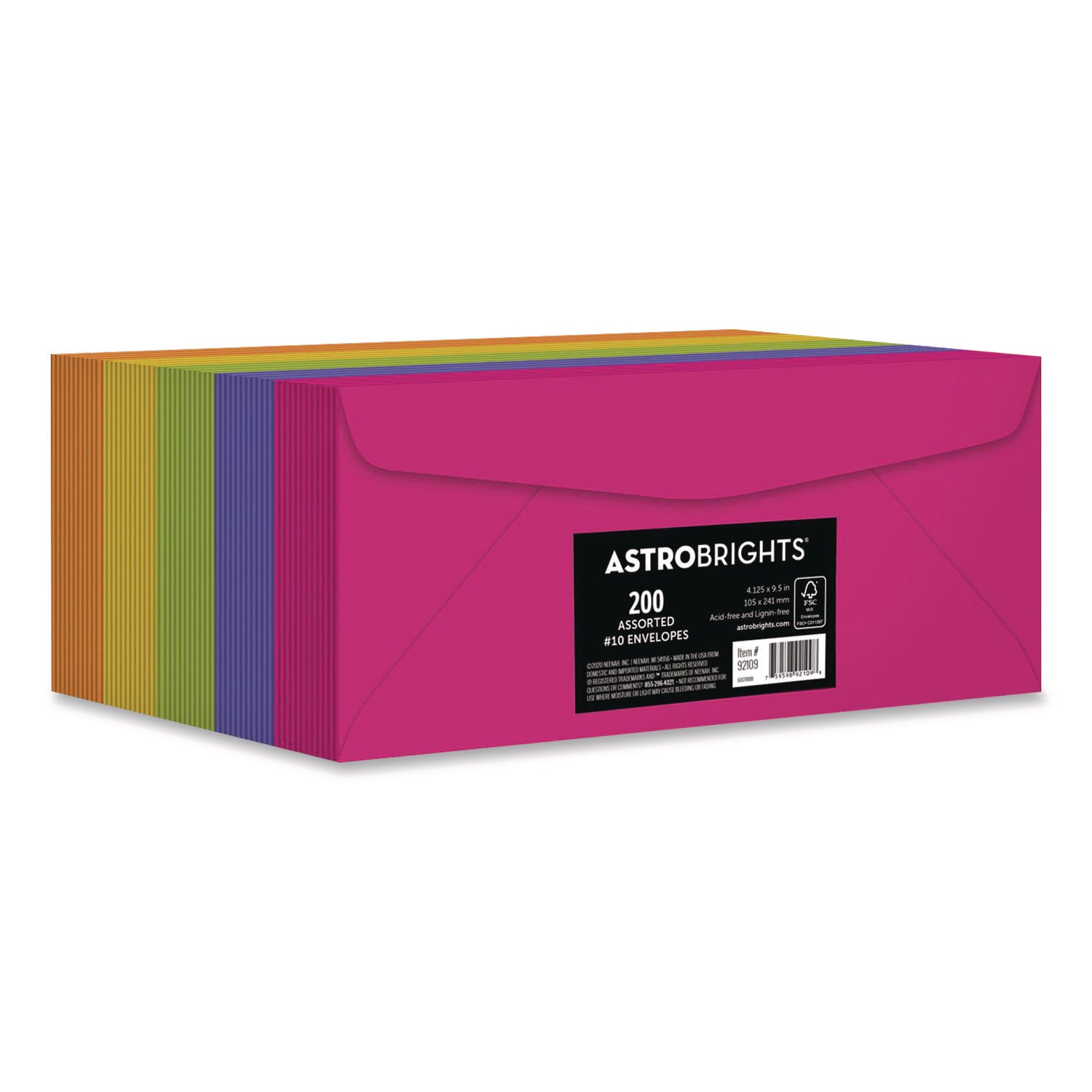 Astrobrights® #10 Bulk Envelopes with Bankers Flap & Gummed Closure - 200 Pack in Assorted Colors | Business Mailing, Office Correspondence & Invitation Stationery