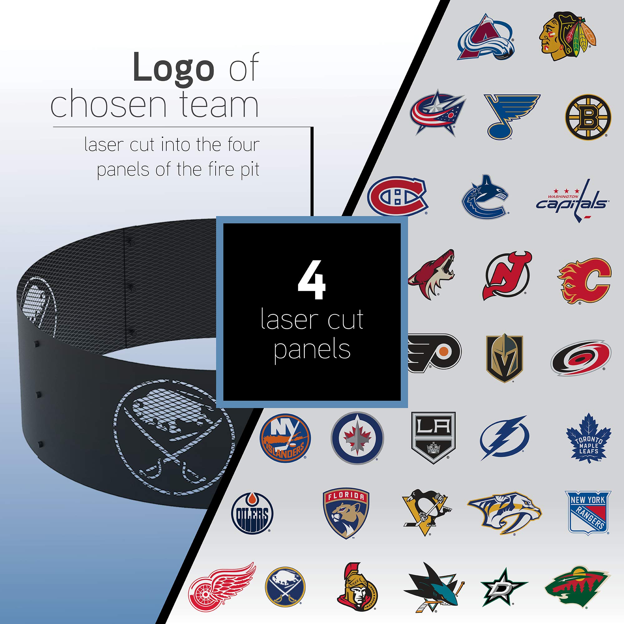 Blue Sky Outdoor Living 36 Inch Round Fire Pit Ring - Vegas Golden Knights Team Logo - Perfect for Backyard, Patio & Camping Gatherings