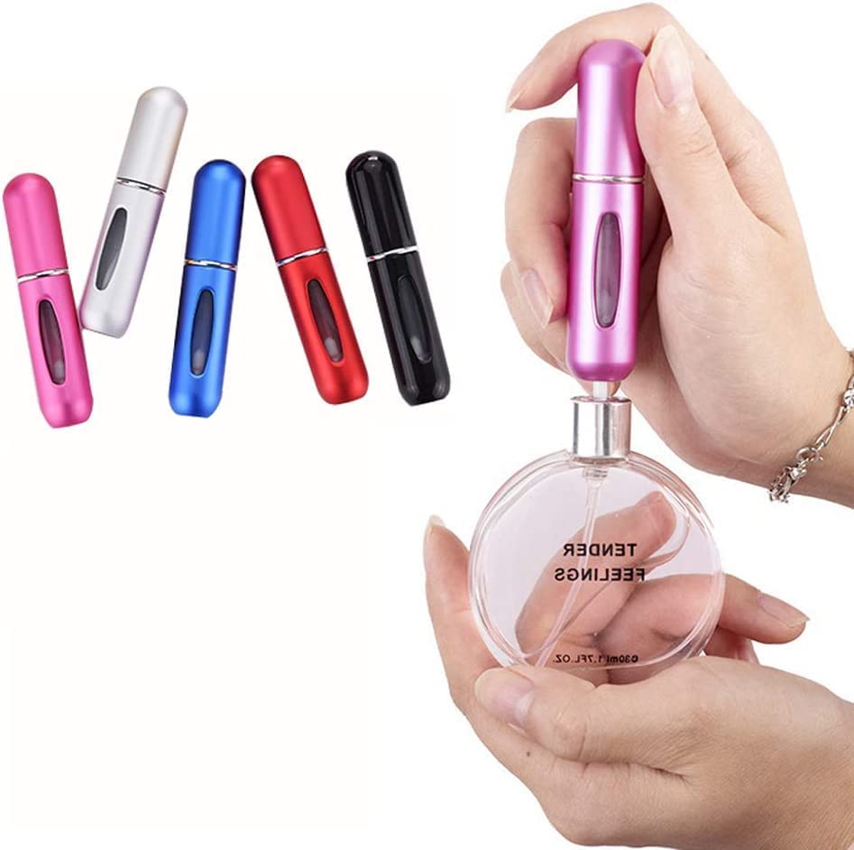 ZSIGNS 5ml Refillable Perfume Atomizer Bottle - Portable Mini Travel Spray Bottle Set of 2 for Women & Men - Perfect for Airplane, Gym, Purse & On-the-Go Fragrance Touch Ups