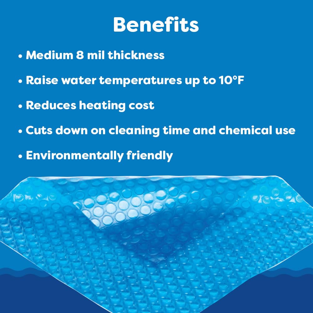 In The Swim 16' x 32' Standard Blue Oval Solar Pool Cover 8 Mil - Solar Heating for Above Ground & Inground Pools | UV Protection, Energy Saving, Extends Swimming Season