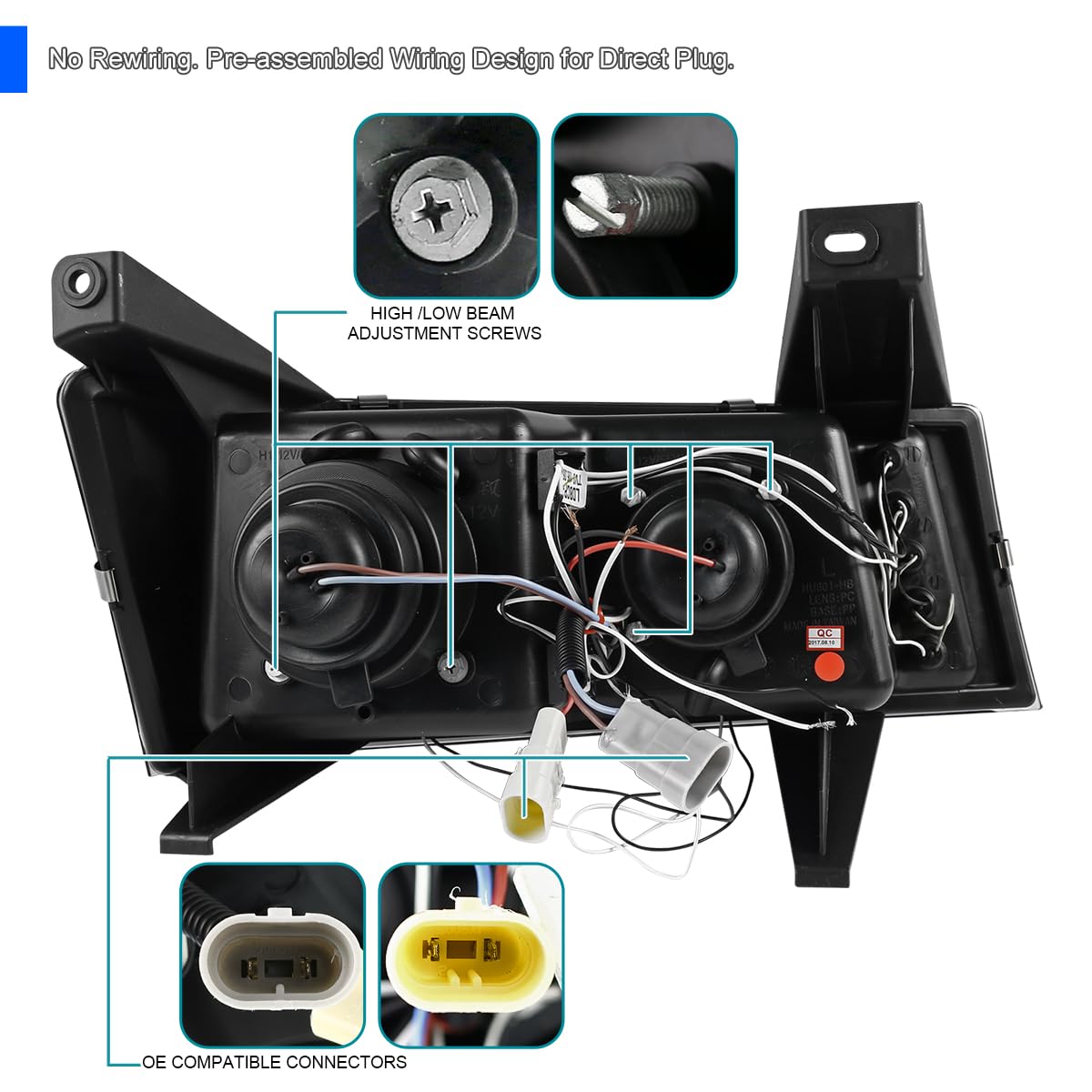 Spec-D Tuning Black Housing Clear Lens LED Halo Projector Headlights + Bumper Lights for 2004-2012 Chevy Colorado & GMC Canyon - Left & Right Pair Headlamp Assembly - Upgrade Your Truck's Style & Night Visibility