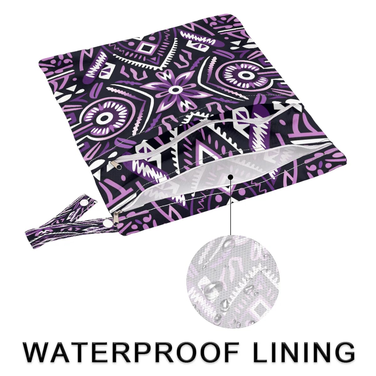 2-Pack Geometric Flower Wet Dry Bags - Waterproof Travel Laundry & Swimsuit Storage - Reusable Cloth Diaper Wet Bags for Beach, Pool, Gym, Yoga - Perfect for Swimsuits, Towels & Baby Essentials
