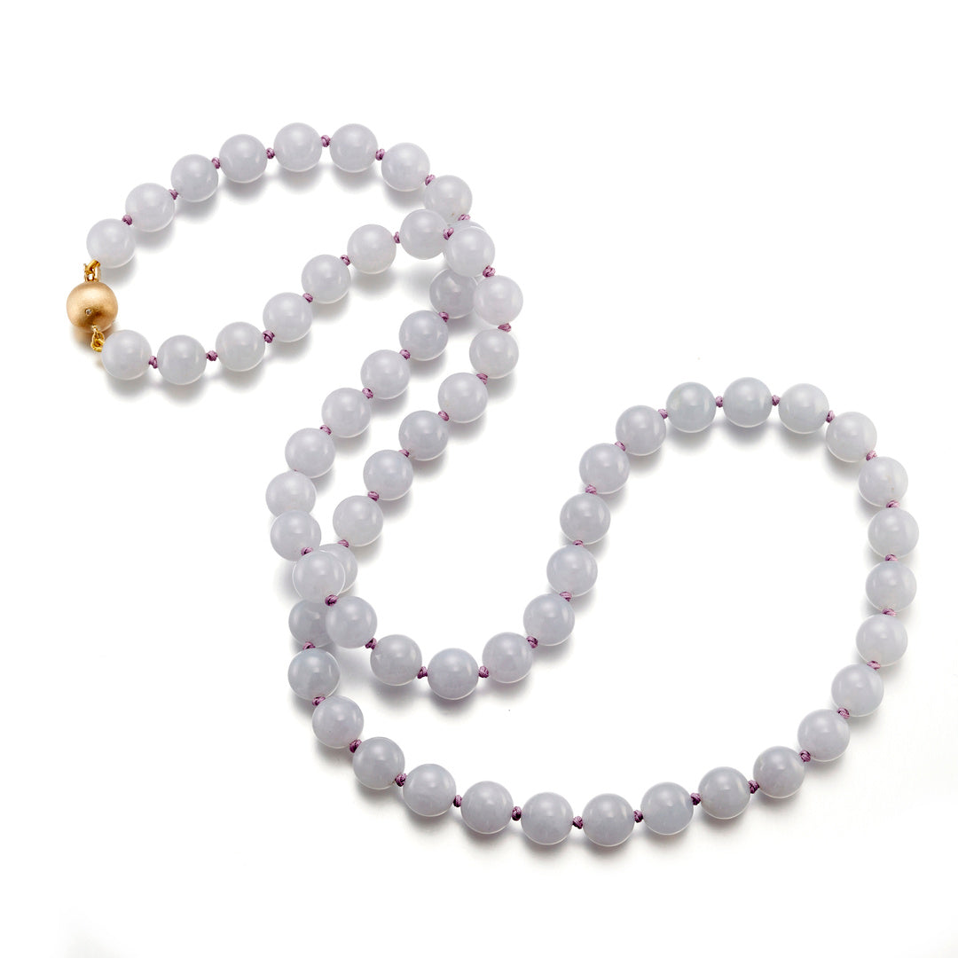 9.9mm Lavender Jade Bead Necklace for Women - Genuine Stone Jewelry - Healing Crystal Gift for Meditation, Yoga & Spiritual Wellness