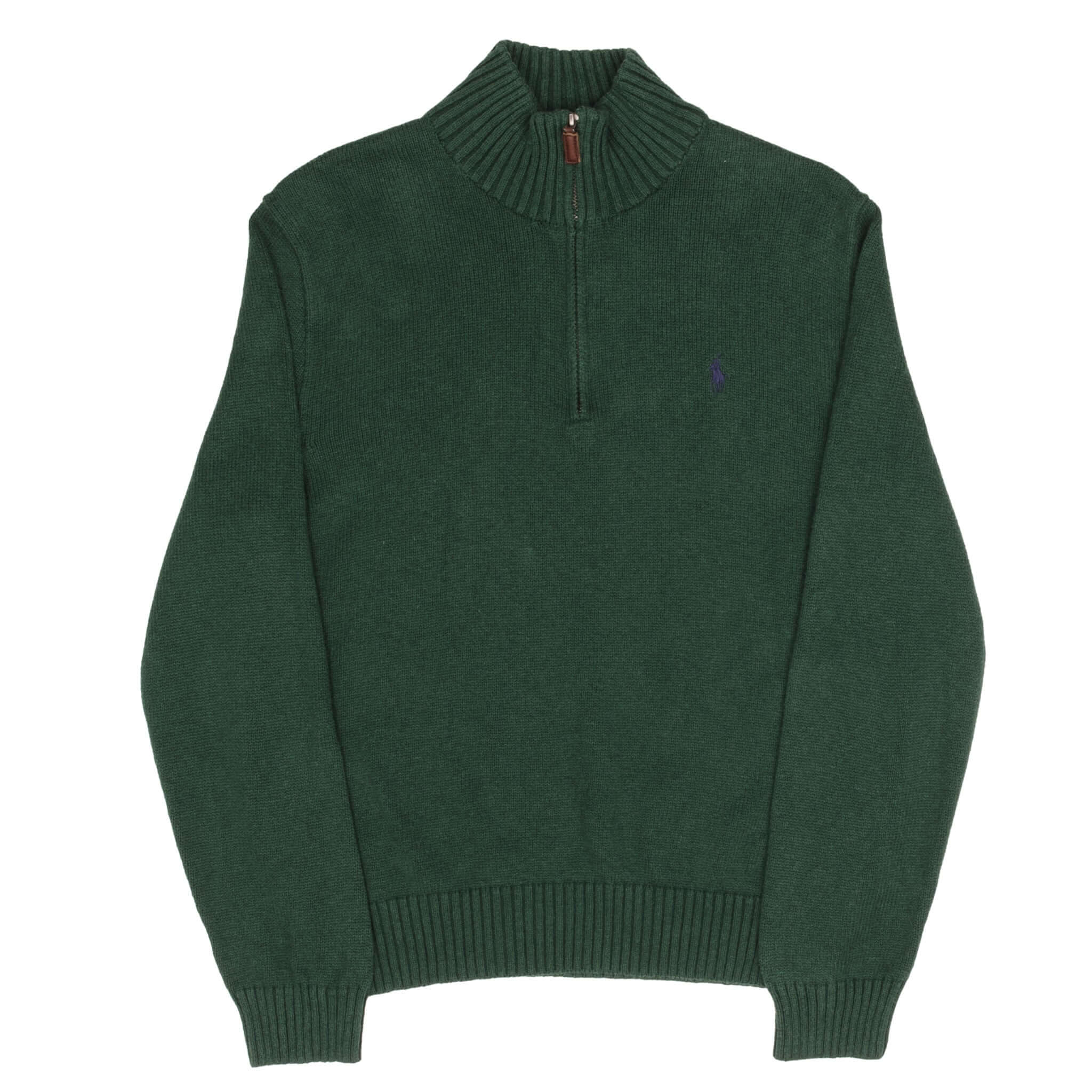 Polo Ralph Lauren Green Knit Quarter Zip Sweater for Men - Medium Size | Casual & Business Wear, Perfect for Office & Outdoor Activities