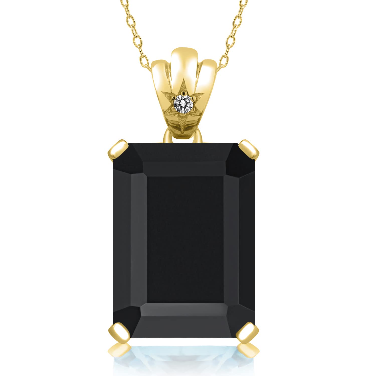 18K Yellow Gold Plated Silver Emerald Cut Gemstone & Diamond Pendant Necklace | 18X13MM Birthstone Center Stone with 1.8MM Round Accents | Elegant Jewelry Gift for Women, Wife, Mom | 18 Inch Chain | Perfect for Anniversaries, Birthdays & Special Occasions