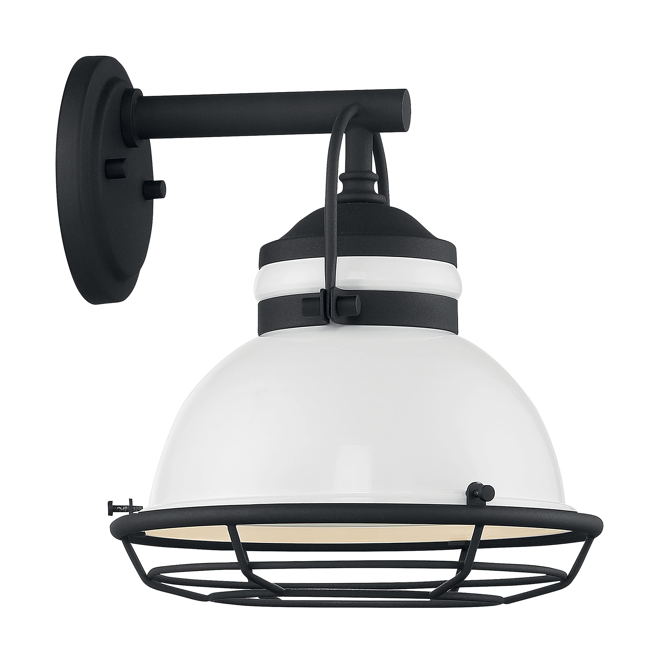 Nuvo Lighting 60/7081 Upton - 1 Light Small Outdoor Wall Lantern, Gloss White/Textured Black Finish - Perfect for Porch, Patio, Garden & Entryway Lighting