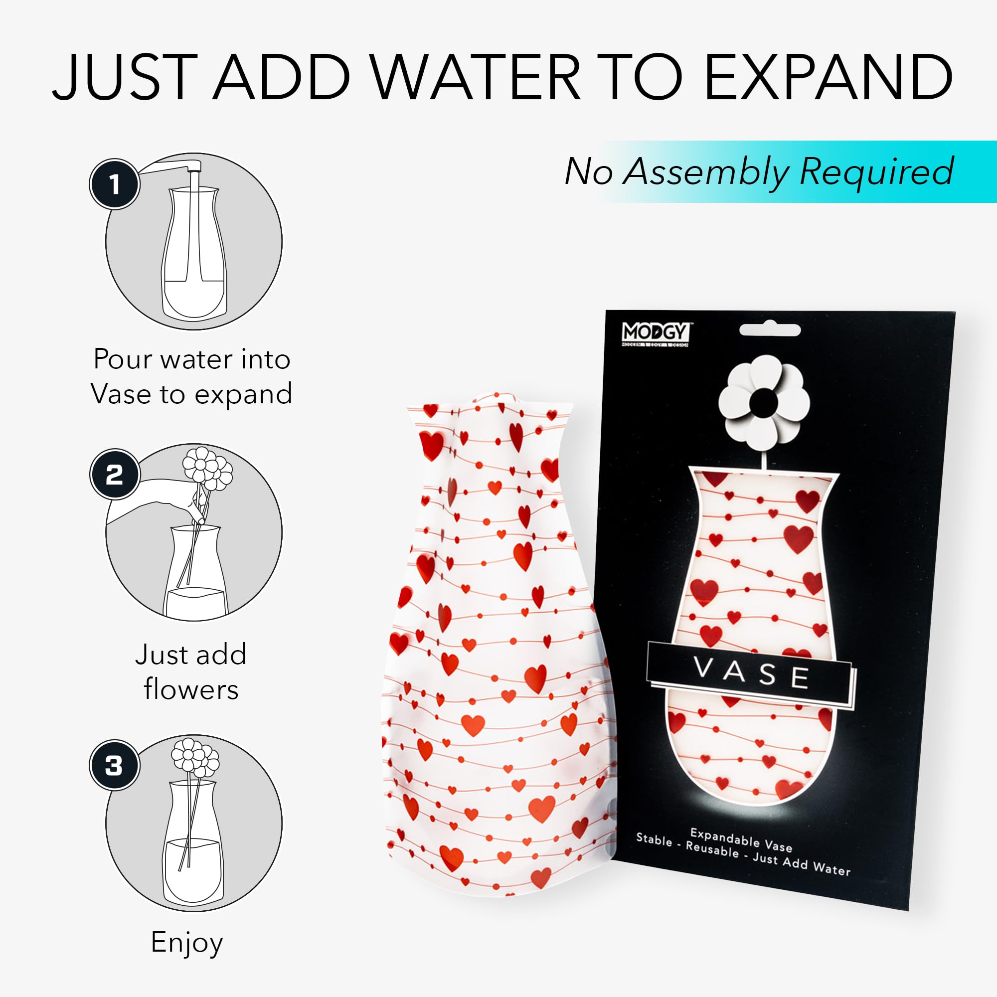 MODGY Expandable Flower Vase - Modern Plastic Decorative Vase for Centerpieces, Dining Table, Living Room, Bathroom, Wedding & Office Decor | Perfect for Home Decor, Floral Arrangements and Gift Giving