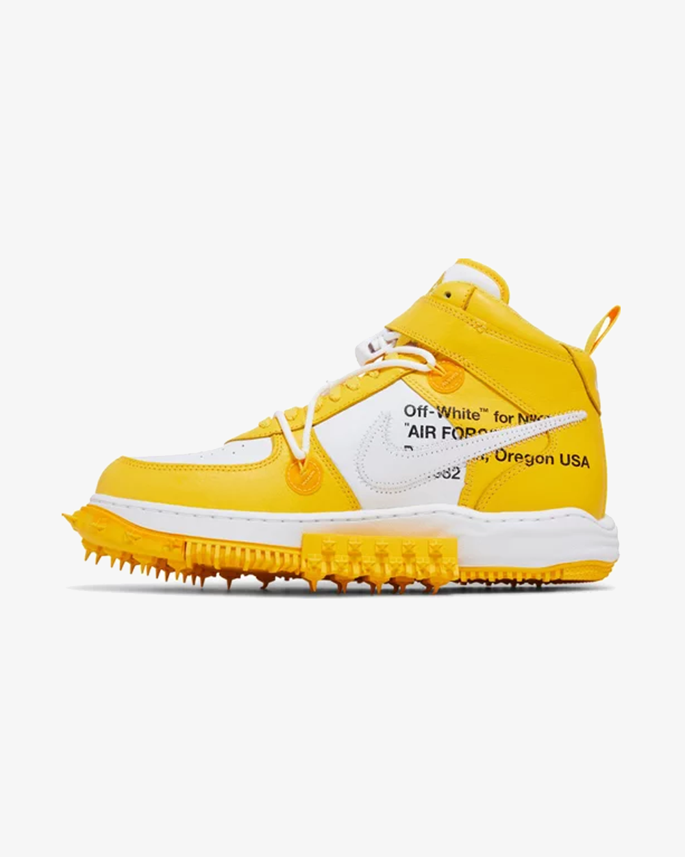 Nike x Off-White Air Force 1 Mid Varsity Maize Sneakers - Limited Edition High-Top Basketball Shoes for Men & Women | Streetwear Fashion & Urban Lifestyle