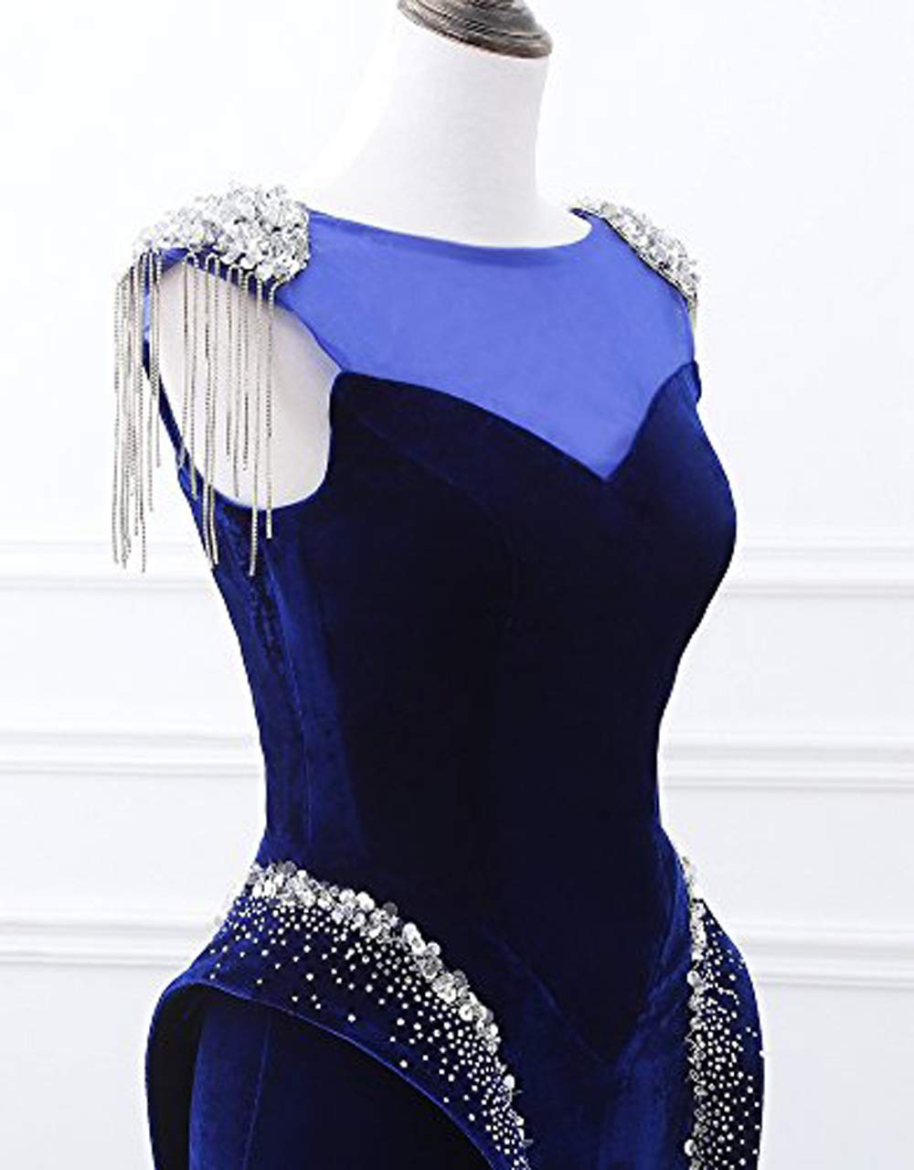 Elegant Women's Rhinestone Mermaid Evening Dress with Beaded Details - Formal Party Gown for Prom, Wedding Guest, Black Tie Events & Special Occasions