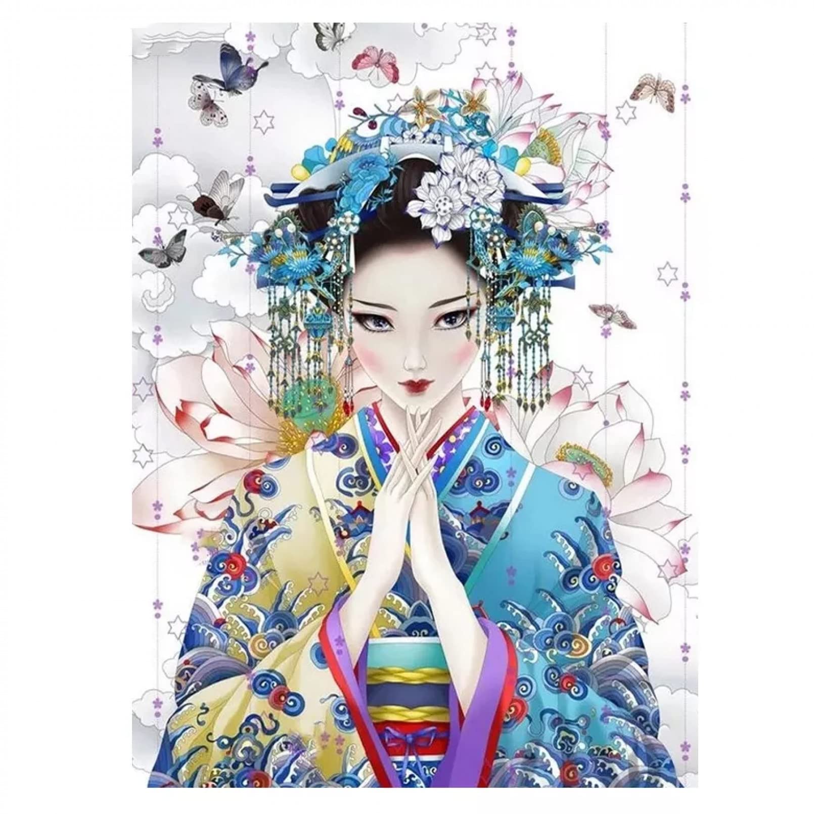 5D Diamond Painting Kit - Japanese Geisha Woman Rhinestone Mosaic Wall Art (16x20inch/40x50cm) - DIY Diamond Embroidery for Home Decor, Wall Hanging, Gift Idea