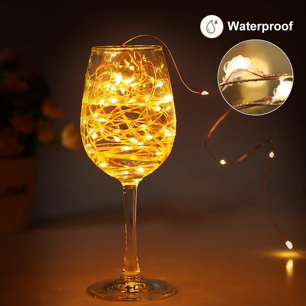 Chalpr 2 Pack 50 LED 16.4Ft USB Fairy String Lights - Warm White Firefly USB Plug-in Starry Lights with Remote Control, Waterproof Copper Wire Decorative Lights for Bedroom, Wedding, Party & Home Decor